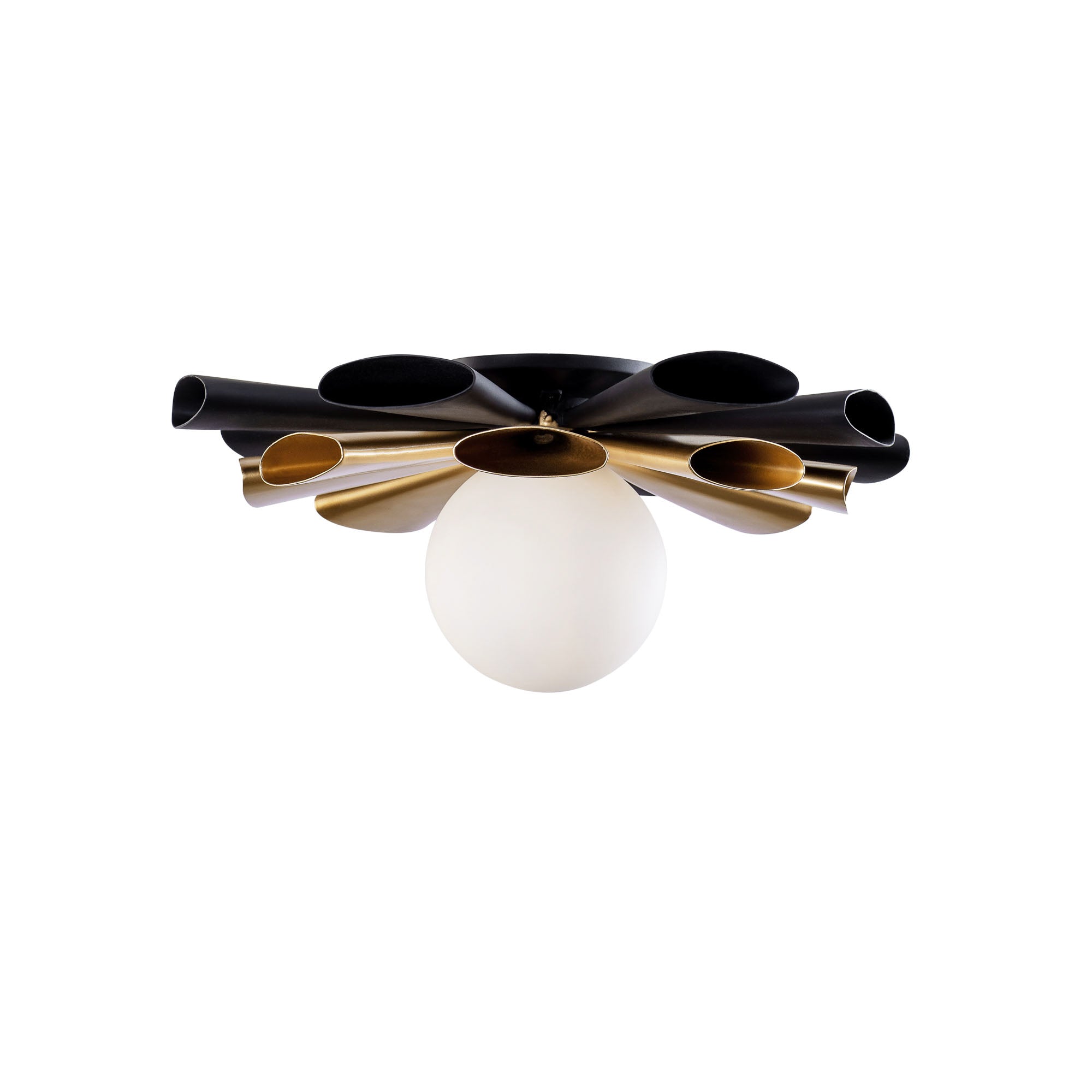 Daphne 1-Light Flush Mount or Wall Sconce - Matte Black/French Gold