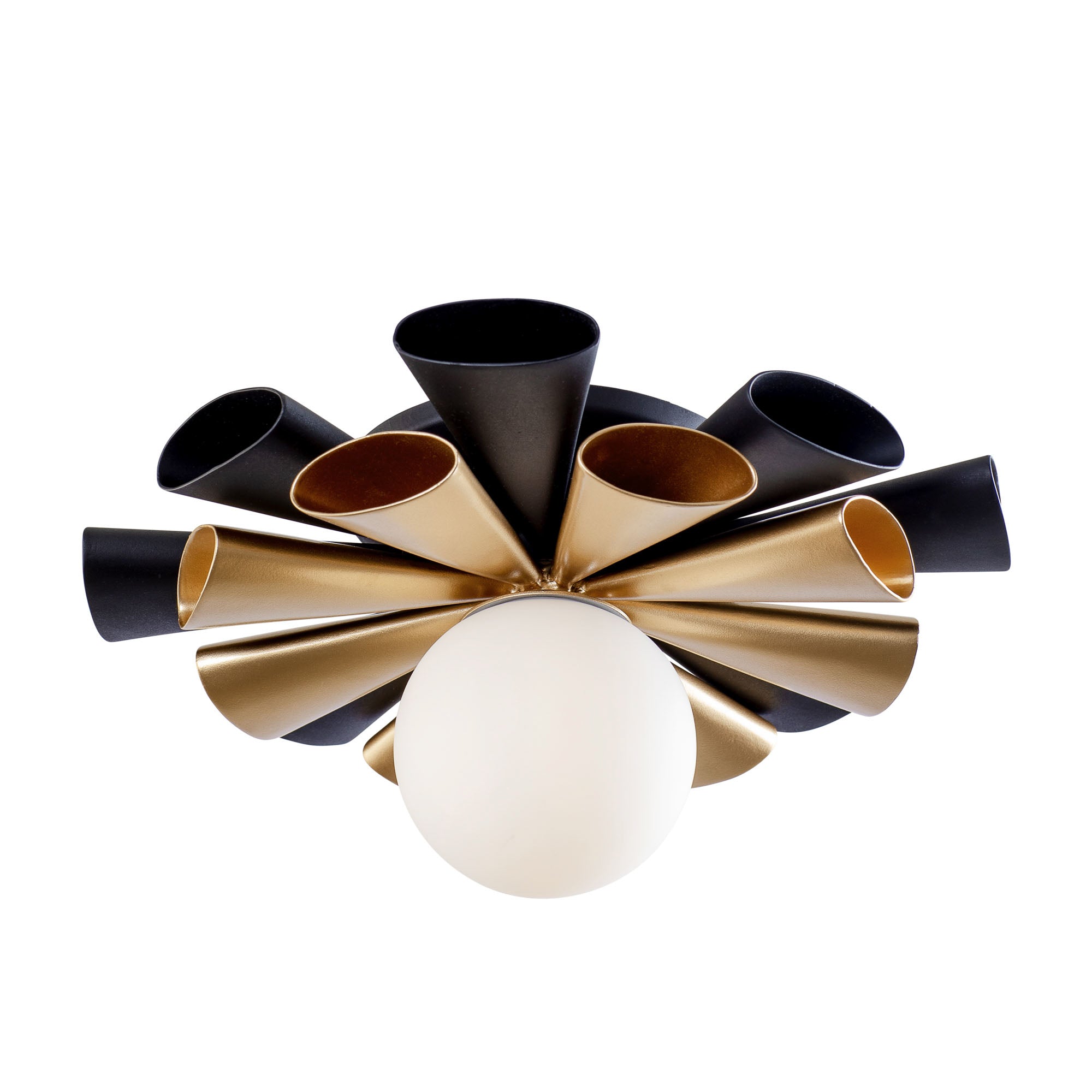 Daphne 1-Light Convertible Flush Mount/Sconce - Matte Black/French Gold