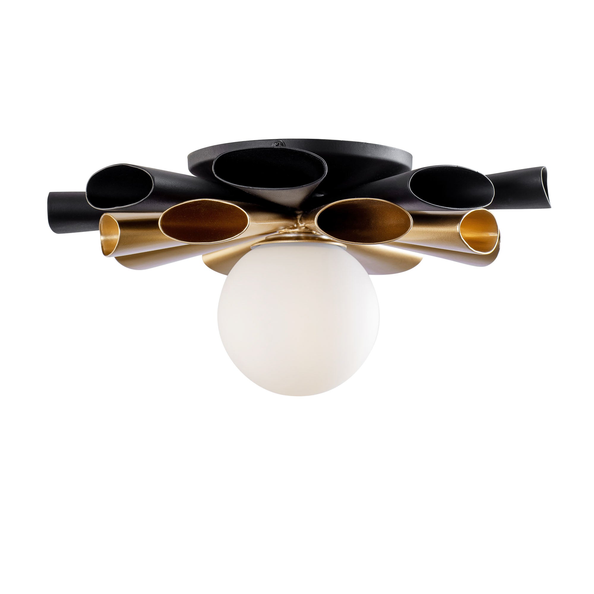 Daphne 1-Light Flush Mount or Wall Sconce - Matte Black/French Gold