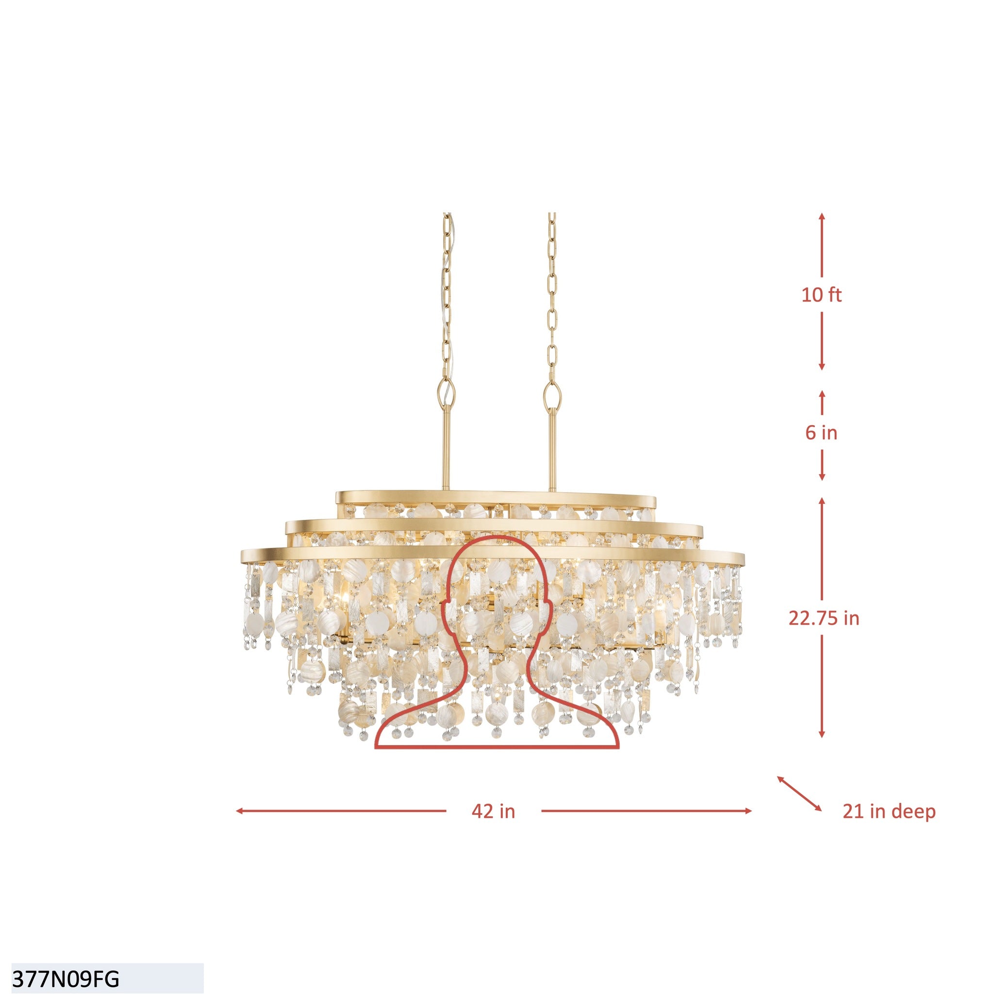 Kalani 9 Light Linear Pendant - French Gold