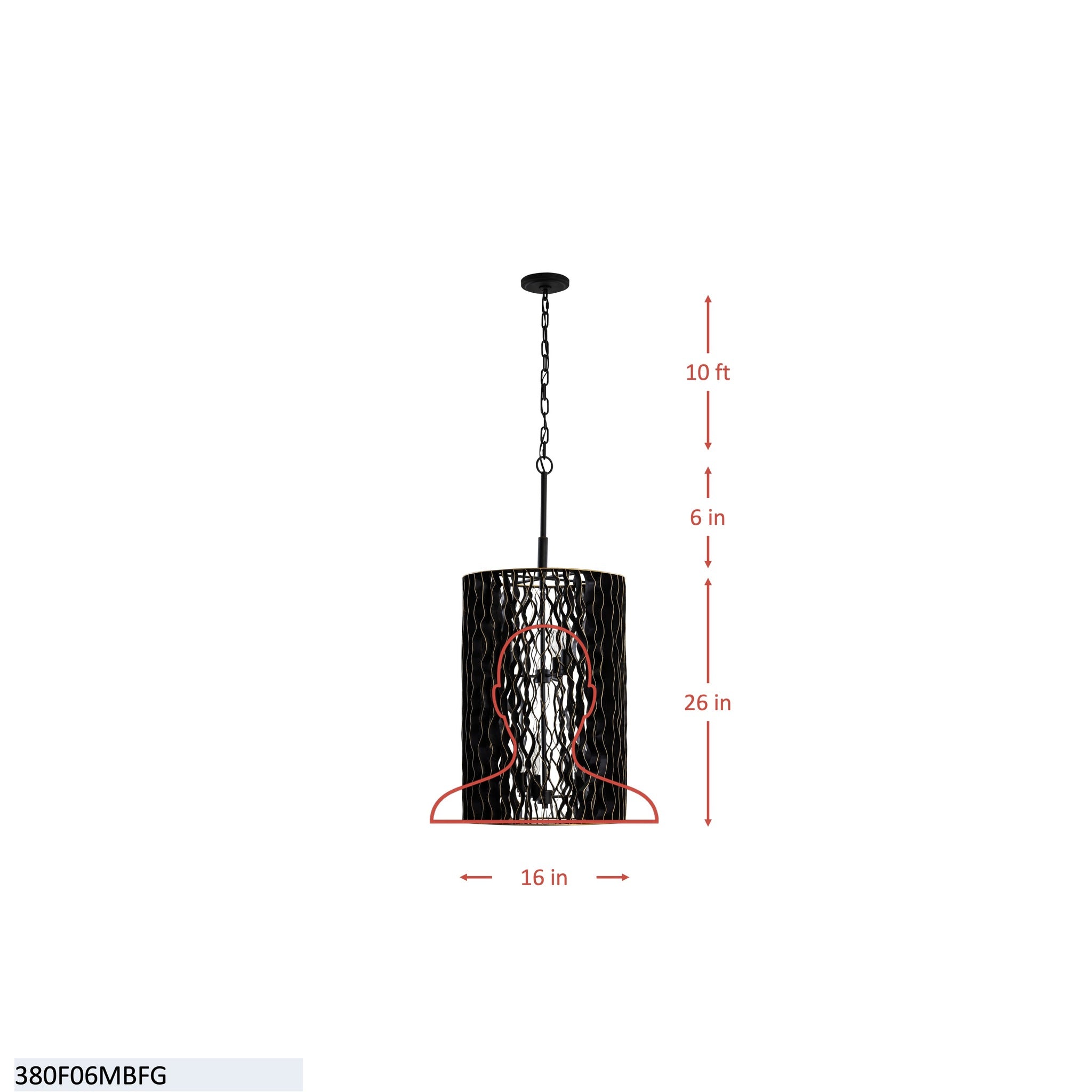 Estela 6 Light Foyer - Matte Black/French Gold
