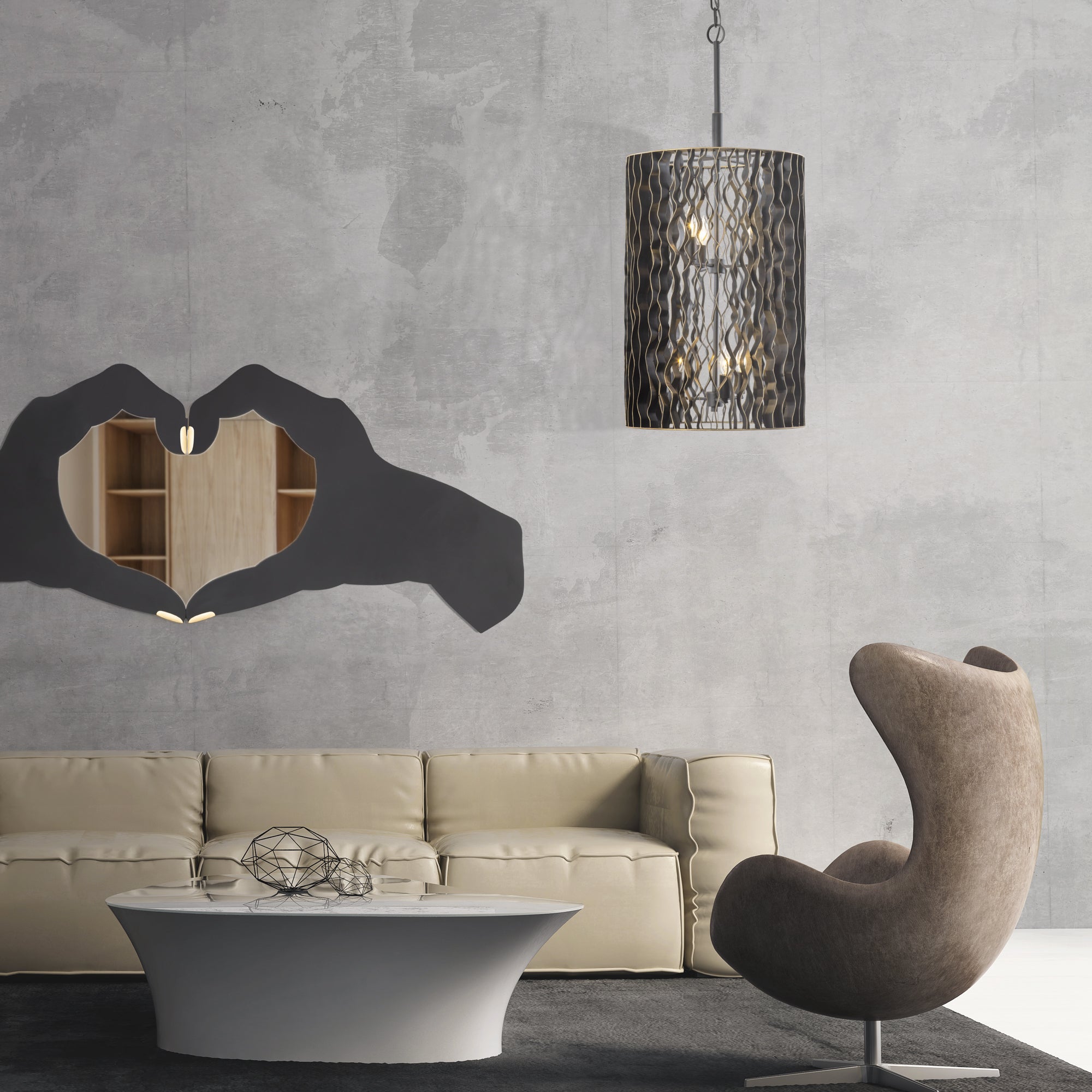 Estela 6 Light Foyer - Matte Black/French Gold