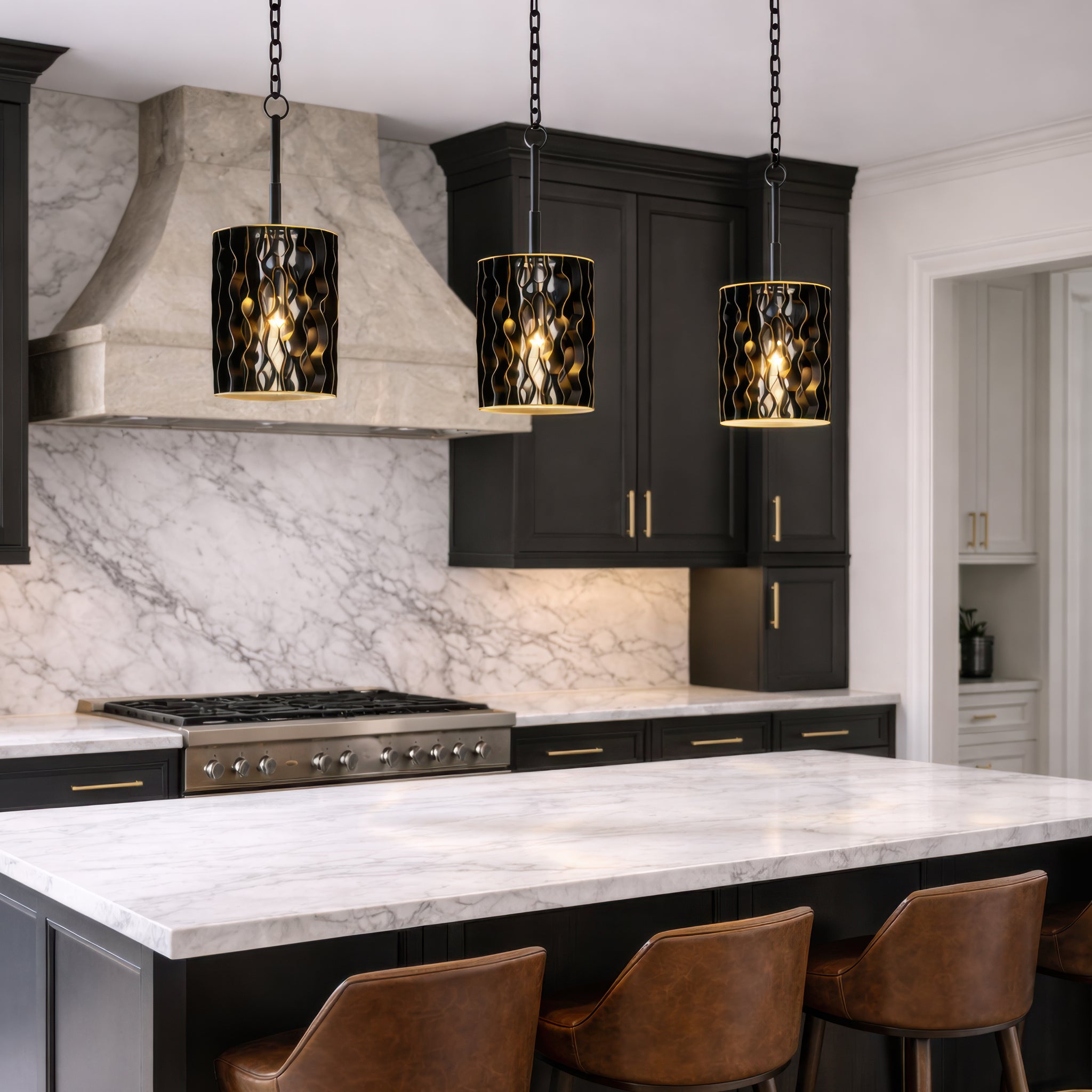 Estela 1 Light Mini Pendant - Matte Black/French Gold