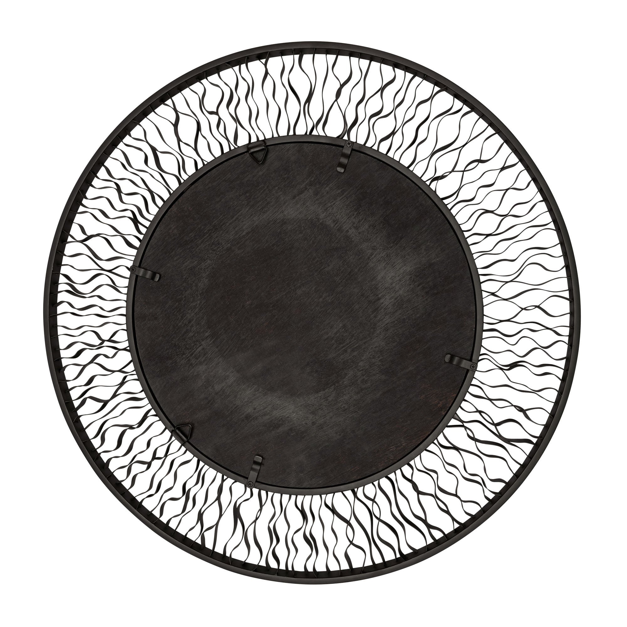 Estela 30-in Round Wall Mirror - Matte Black/French Gold