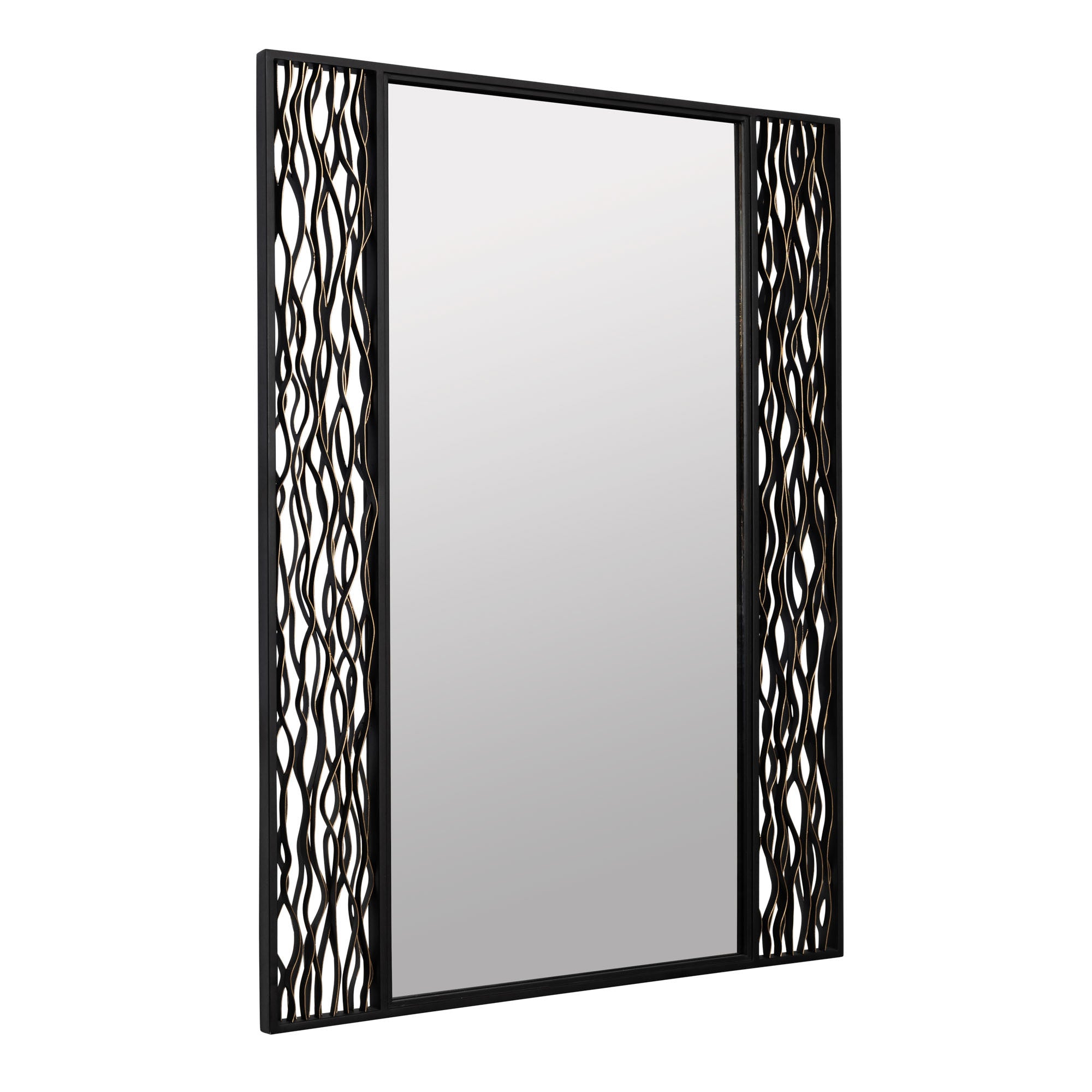 Estela 30x40 Rectangular Wall Mirror - Matte Black/French Gold