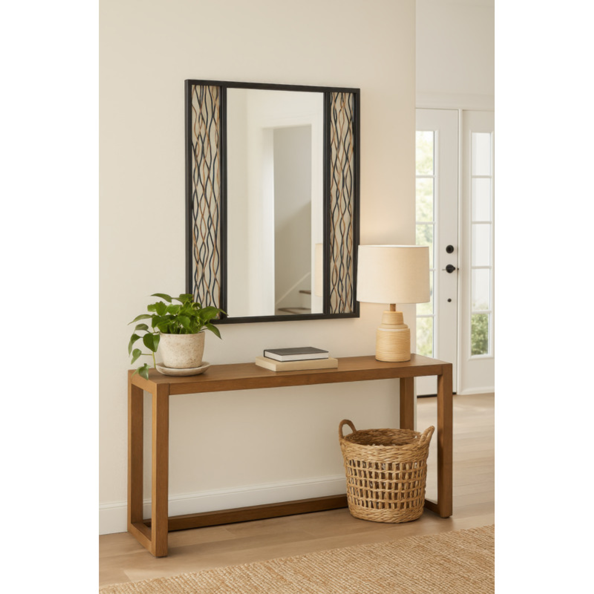 Estela 30x40 Rectangular Wall Mirror - Matte Black/French Gold