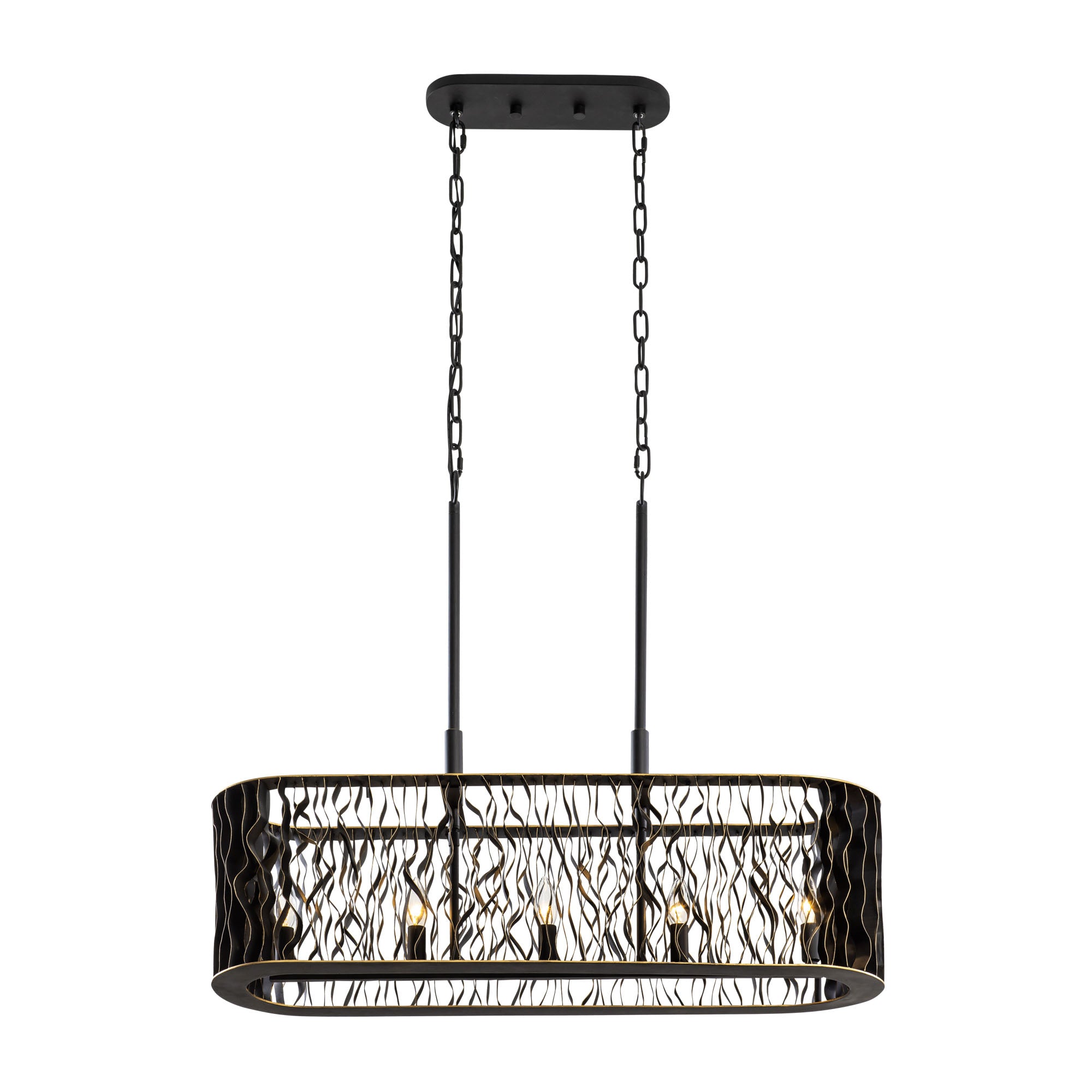 Estela 5-Light Linear Pendant - Matte Black/French Gold