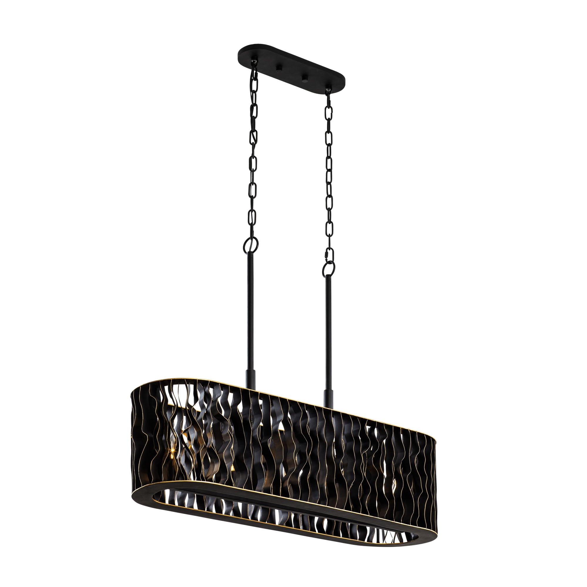 Estela 5-Light Linear Pendant - Matte Black/French Gold