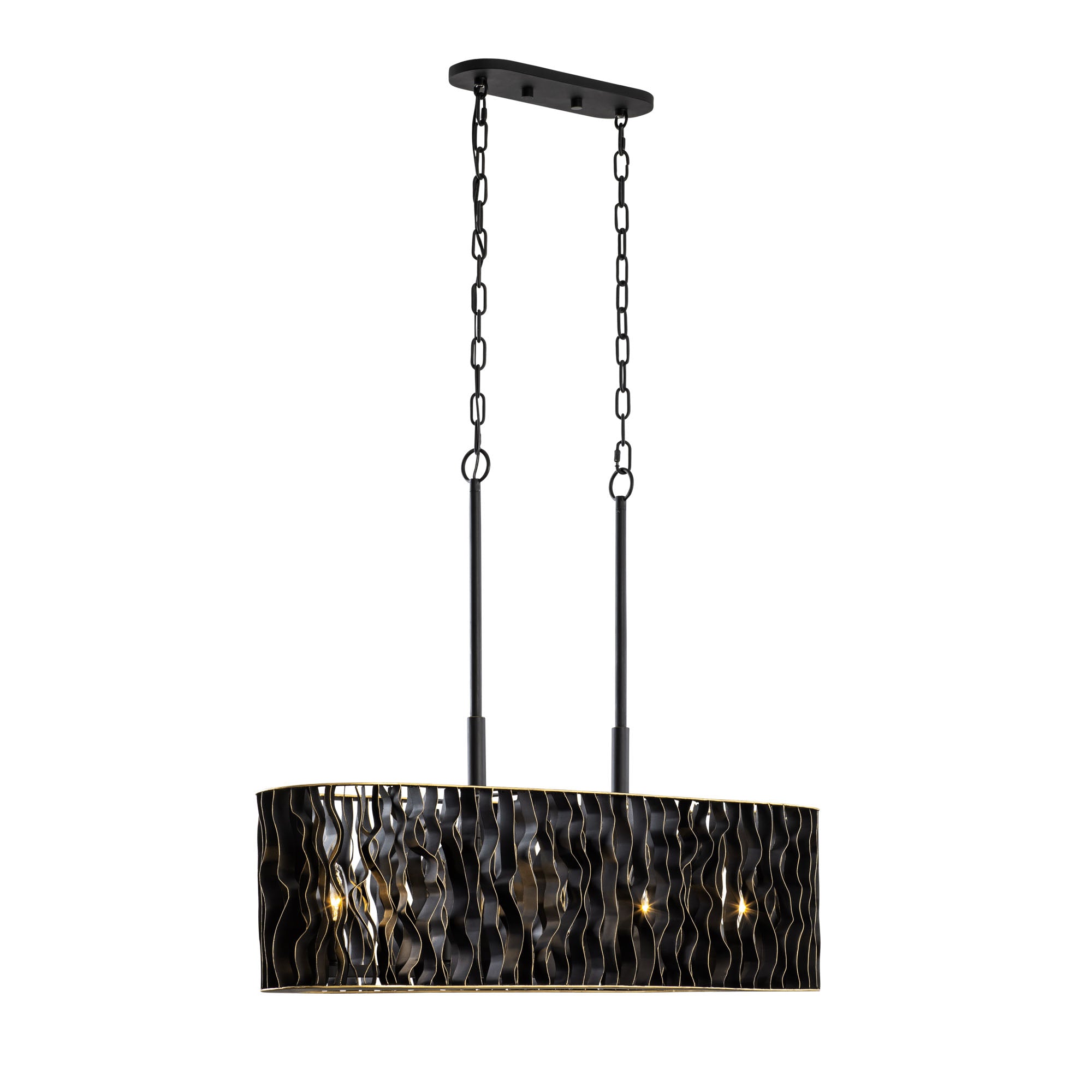 Estela 5 Light Linear Pendant - Matte Black/French Gold