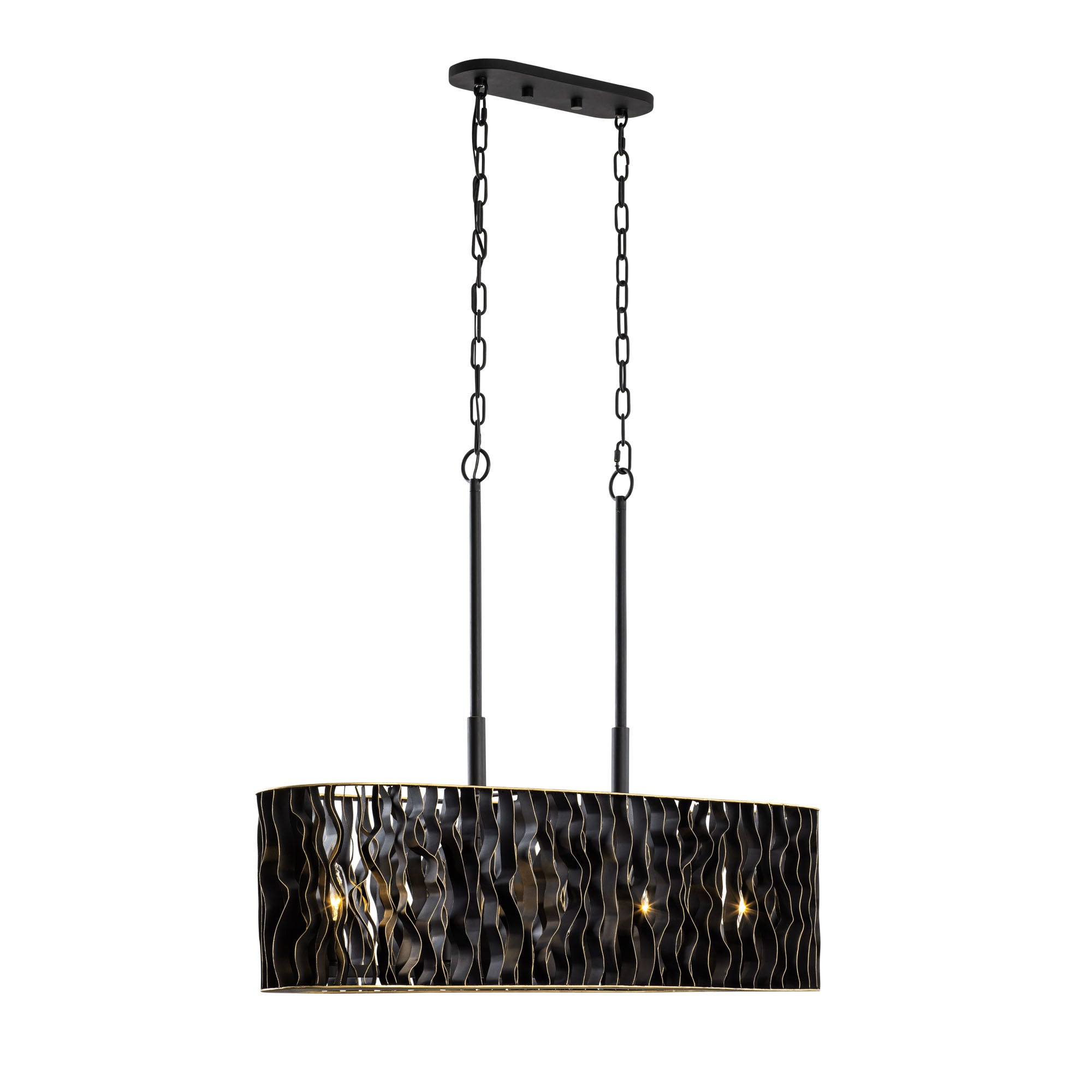 Estela 5-Light Linear Pendant - Matte Black/French Gold