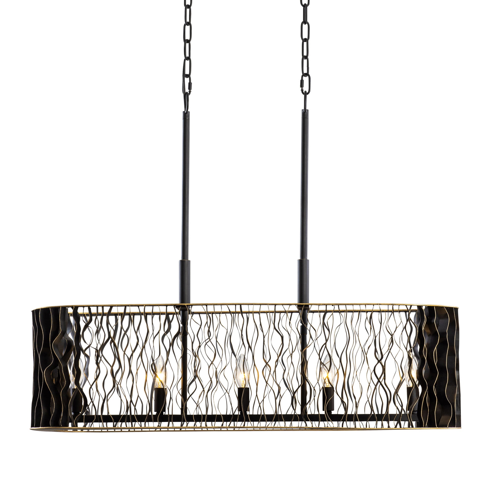 Estela 5-Light Linear Pendant - Matte Black/French Gold