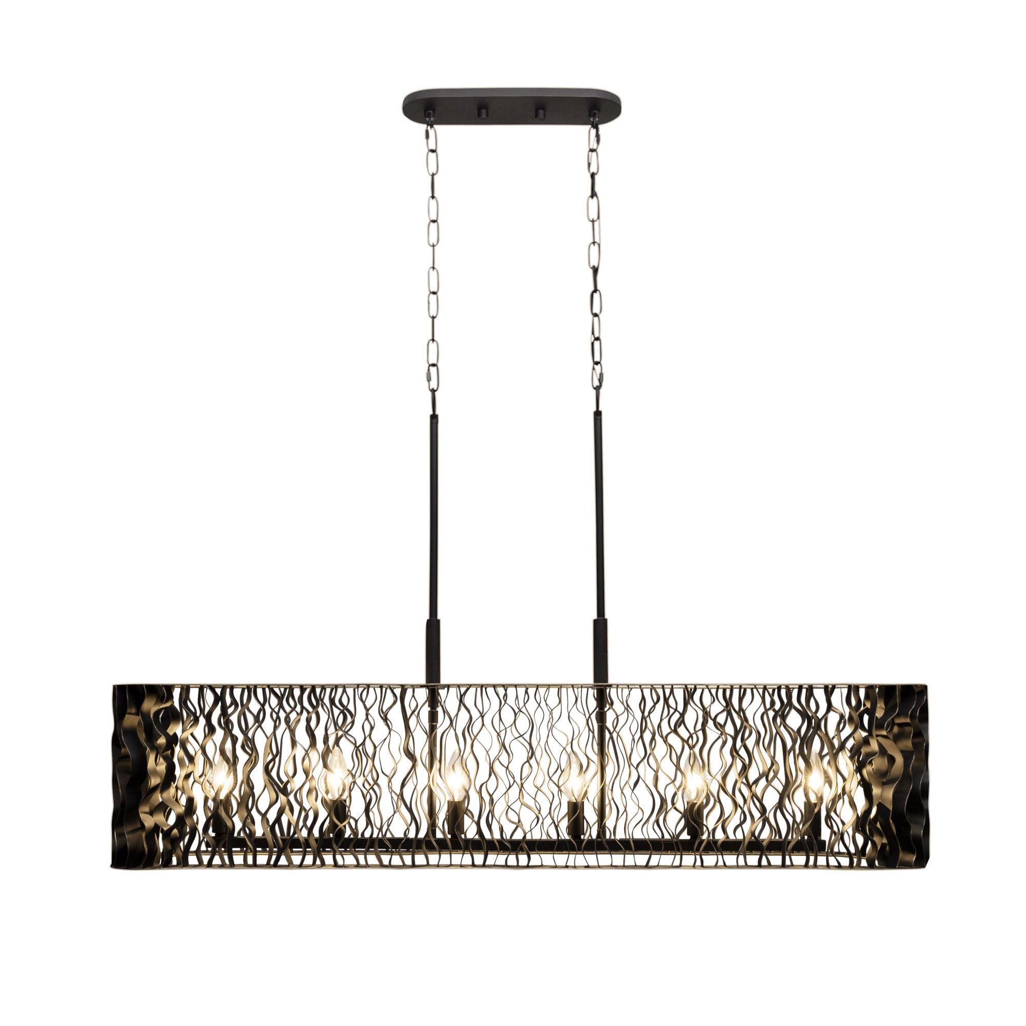 Estela 6-Light Linear Pendant - Matte Black/French Gold