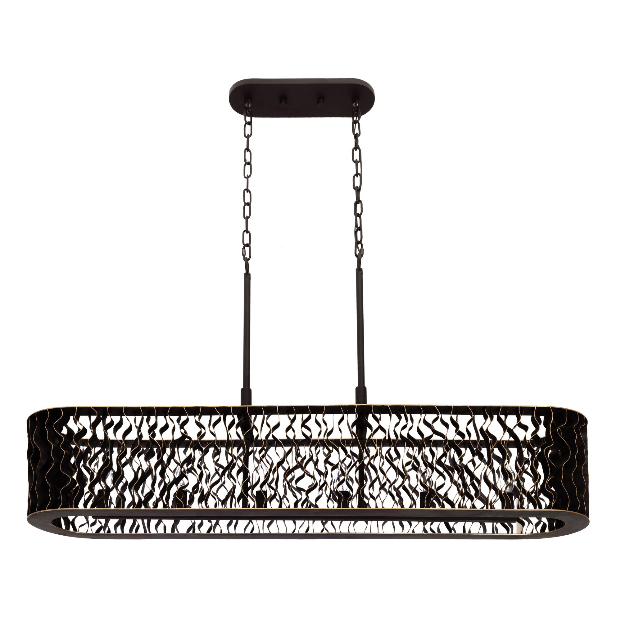 Estela 6 Light Linear Pendant - Matte Black/French Gold
