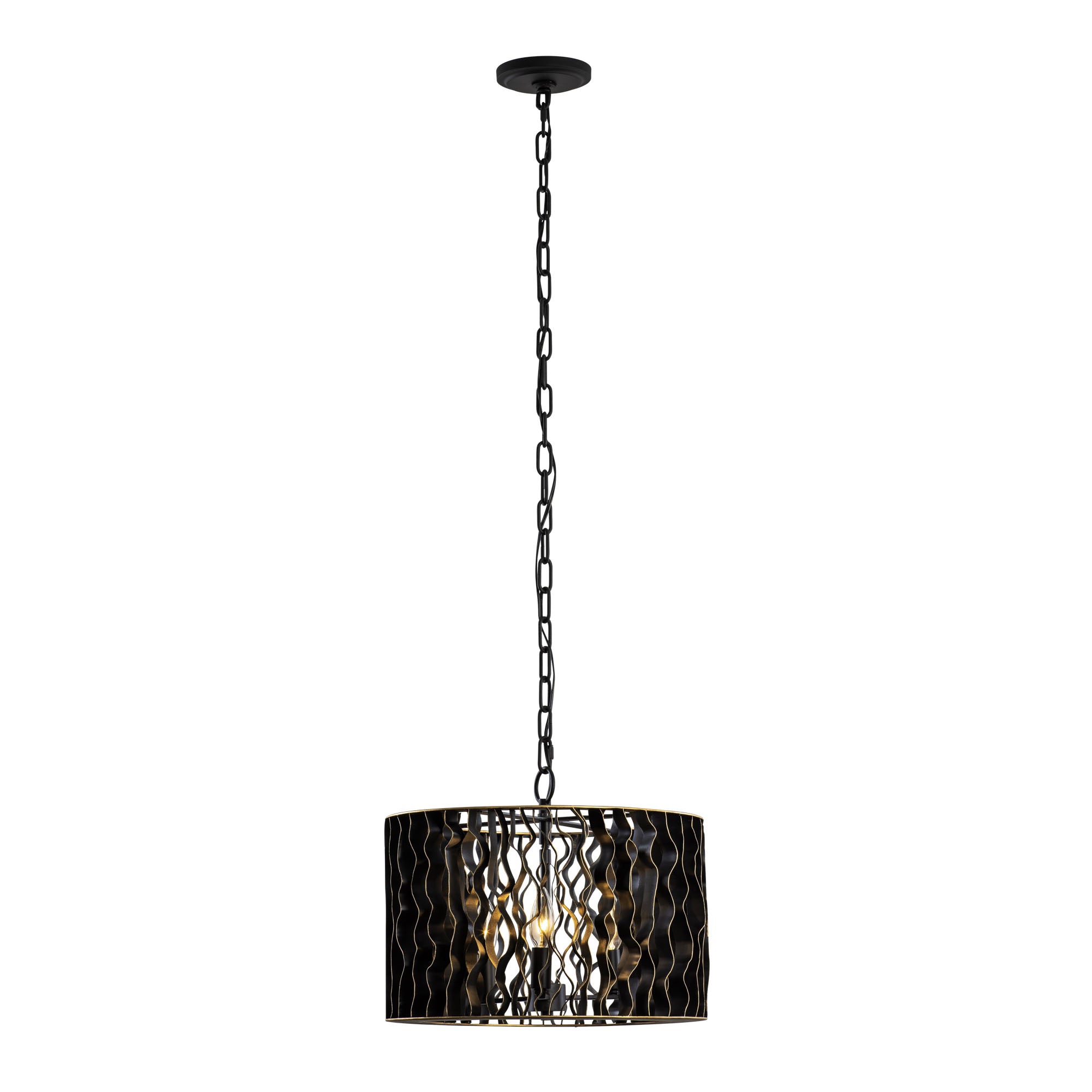 Estela 3-Light Convertible Pendant/Semi-Flush - Matte Black/French Gold