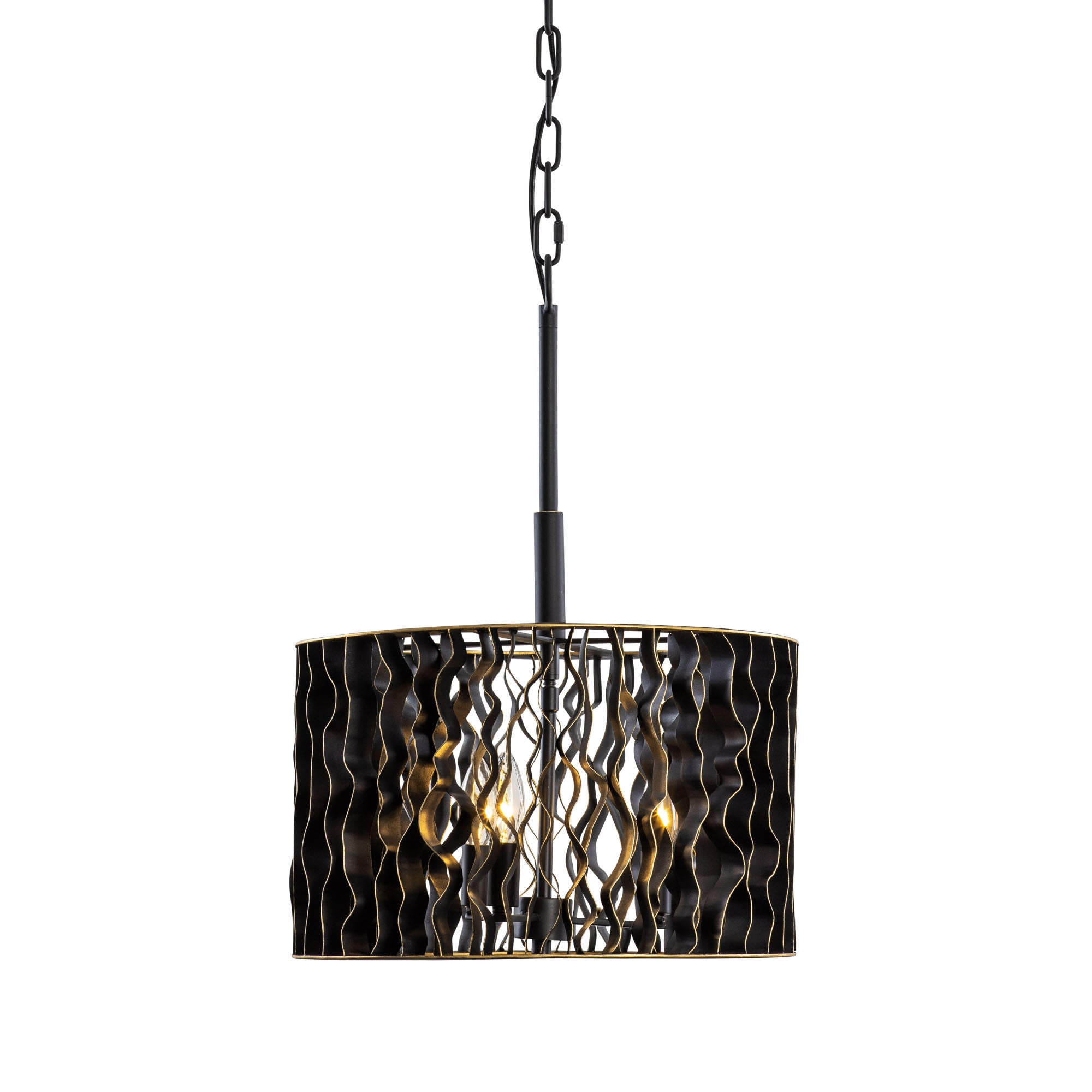 Estela 3-Light Convertible Pendant/Semi-Flush - Matte Black/French Gold