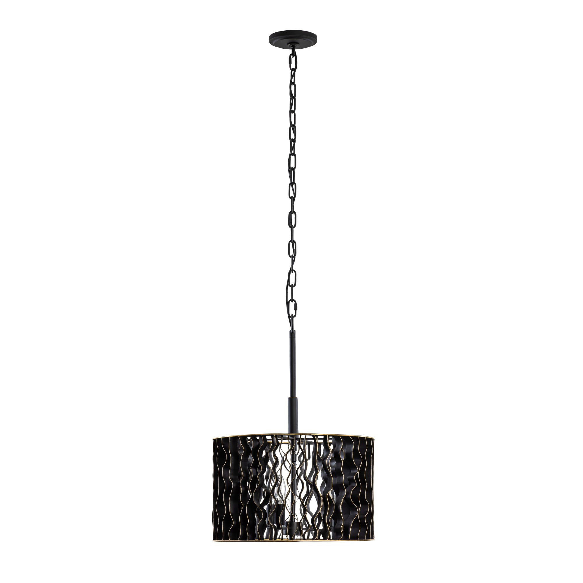 Estela 3-Light Convertible Pendant/Semi-Flush - Matte Black/French Gold