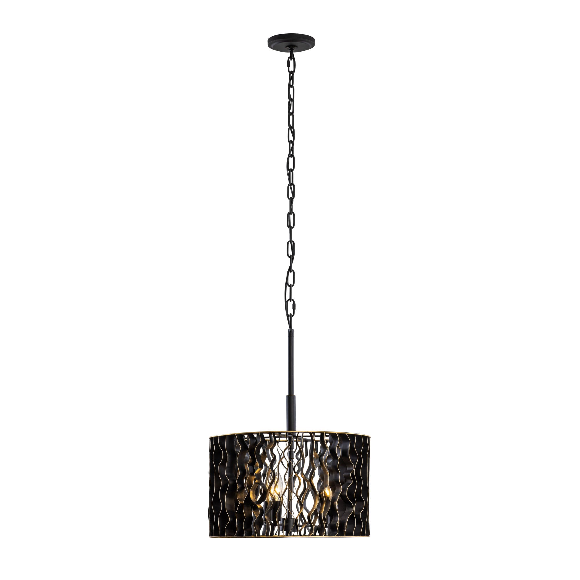 Estela 3-Light Convertible Pendant/Semi-Flush - Matte Black/French Gold