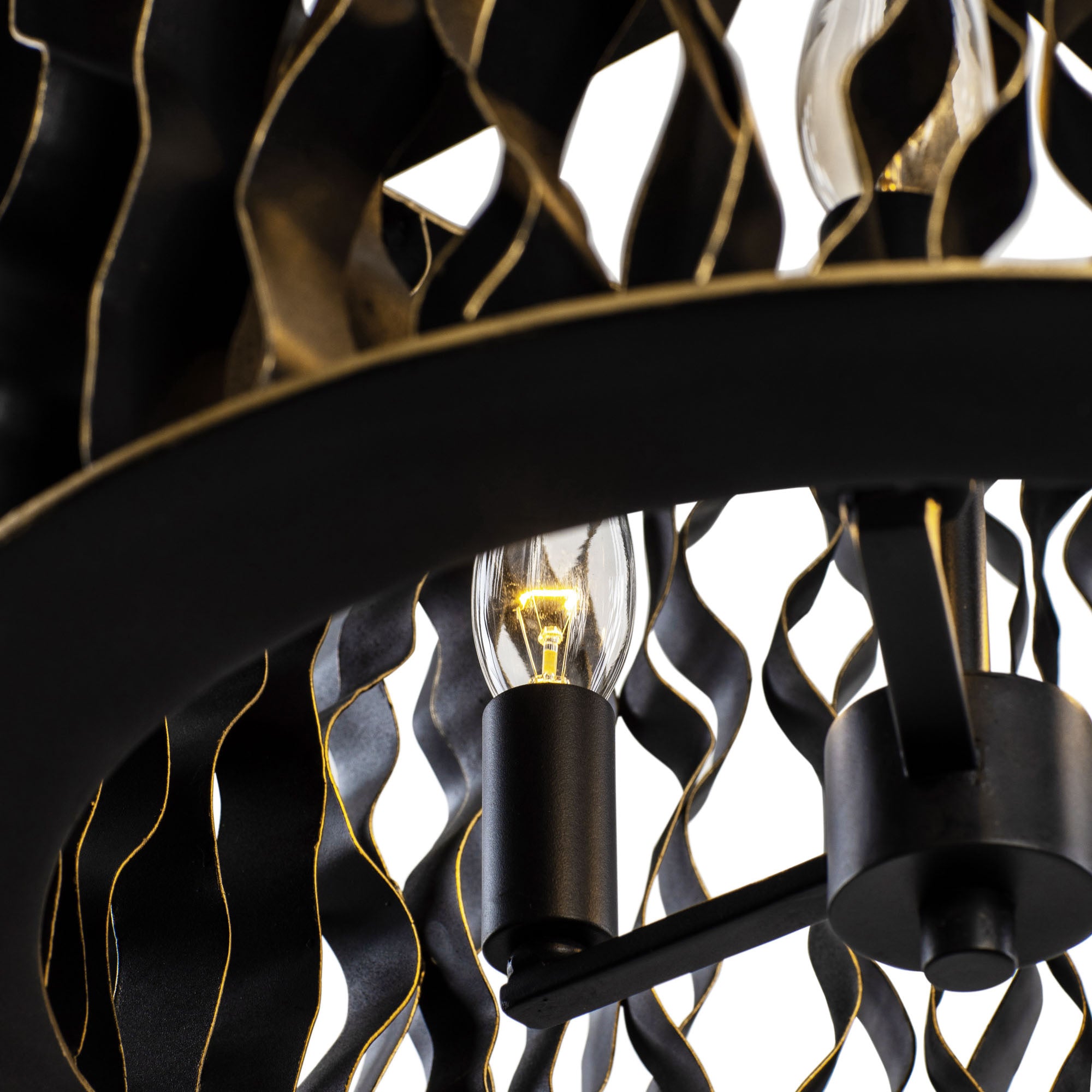 Estela 3-Light Convertible Pendant/Semi-Flush - Matte Black/French Gold