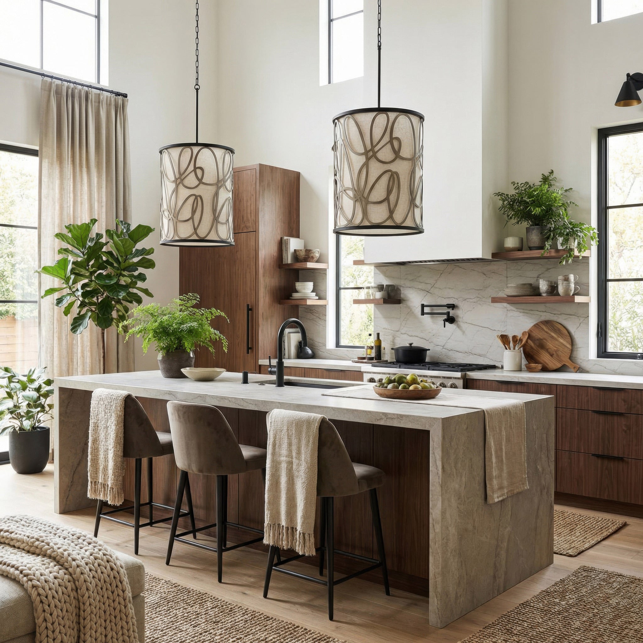 Scribble 6-Light Foyer - Matte Black/Artifact