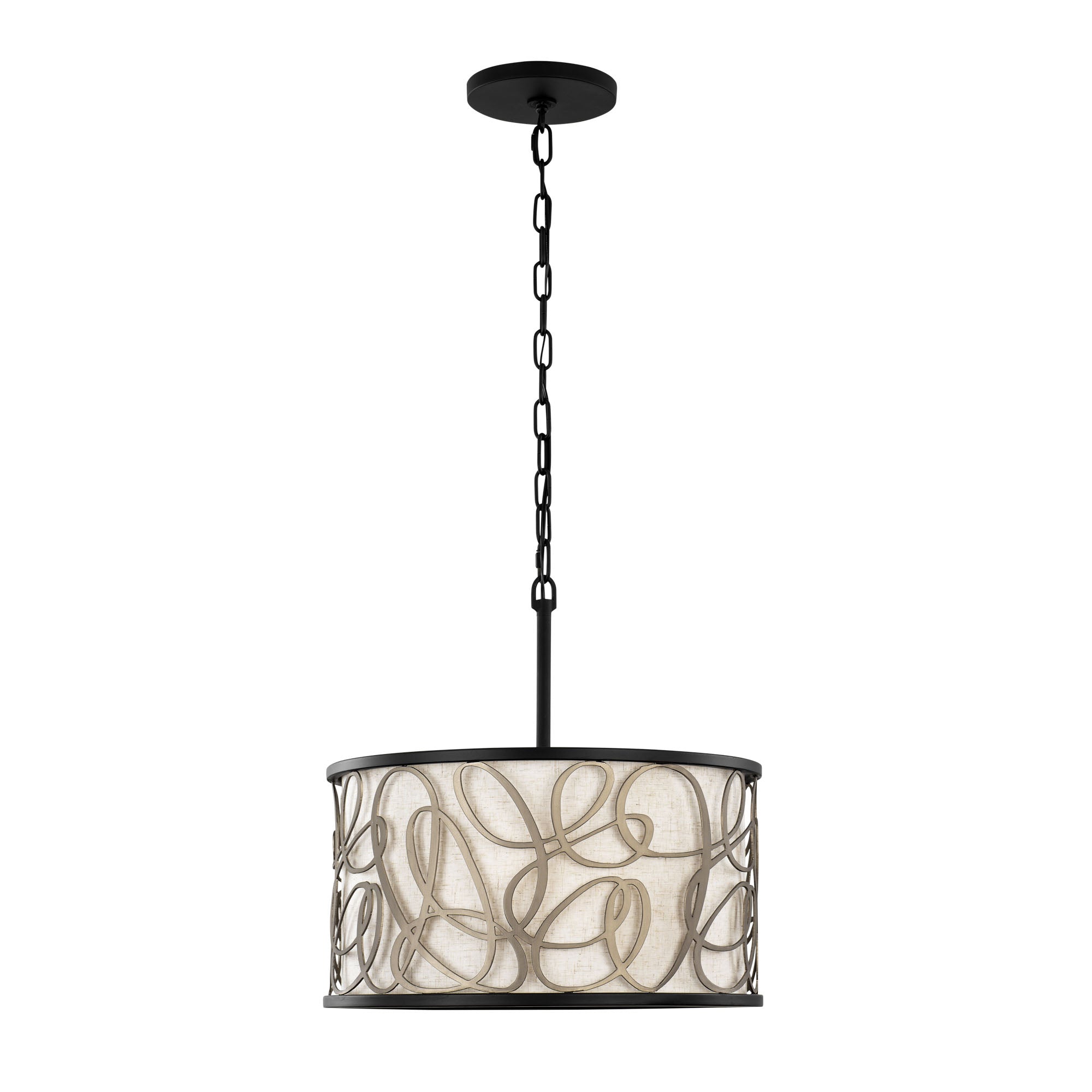 Scribble 3-Light Convertible Pendant/Semi-Flush - Matte Black/Artifact