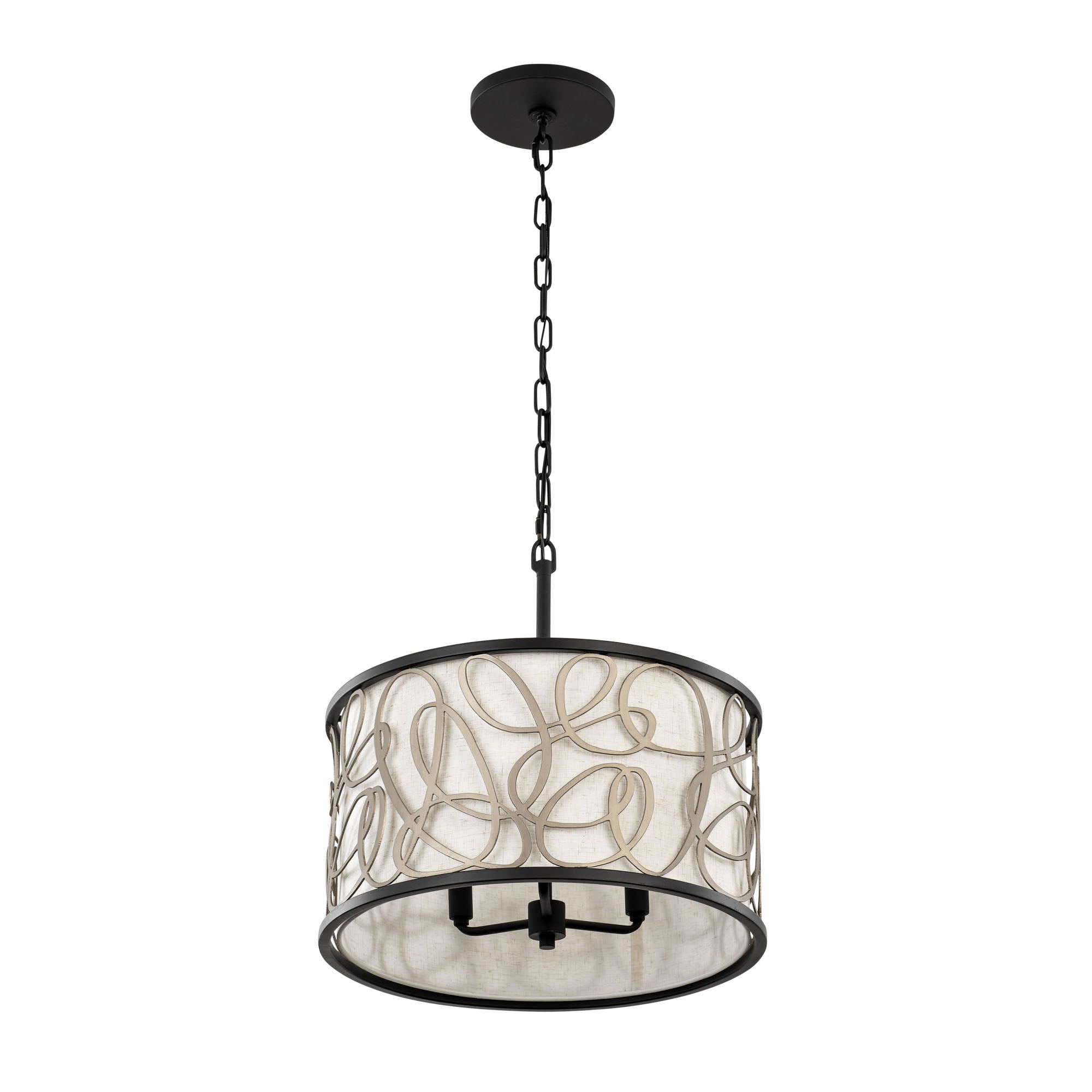 Scribble 3-Light Convertible Pendant/Semi-Flush - Matte Black/Artifact