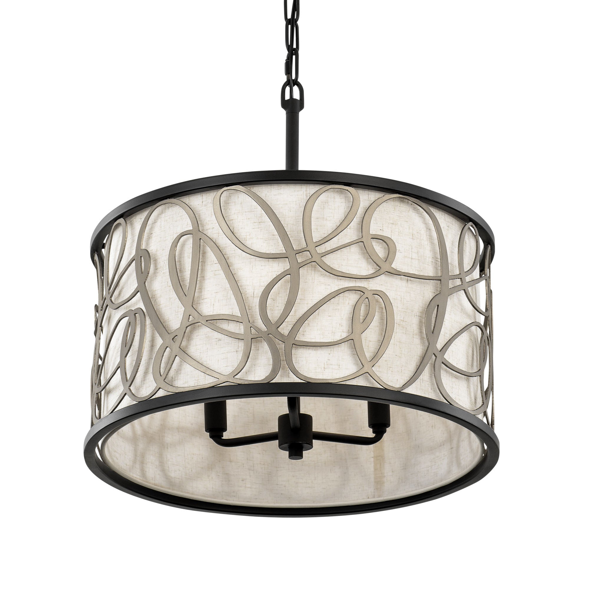 Scribble 3-Light Convertible Pendant/Semi-Flush - Matte Black/Artifact