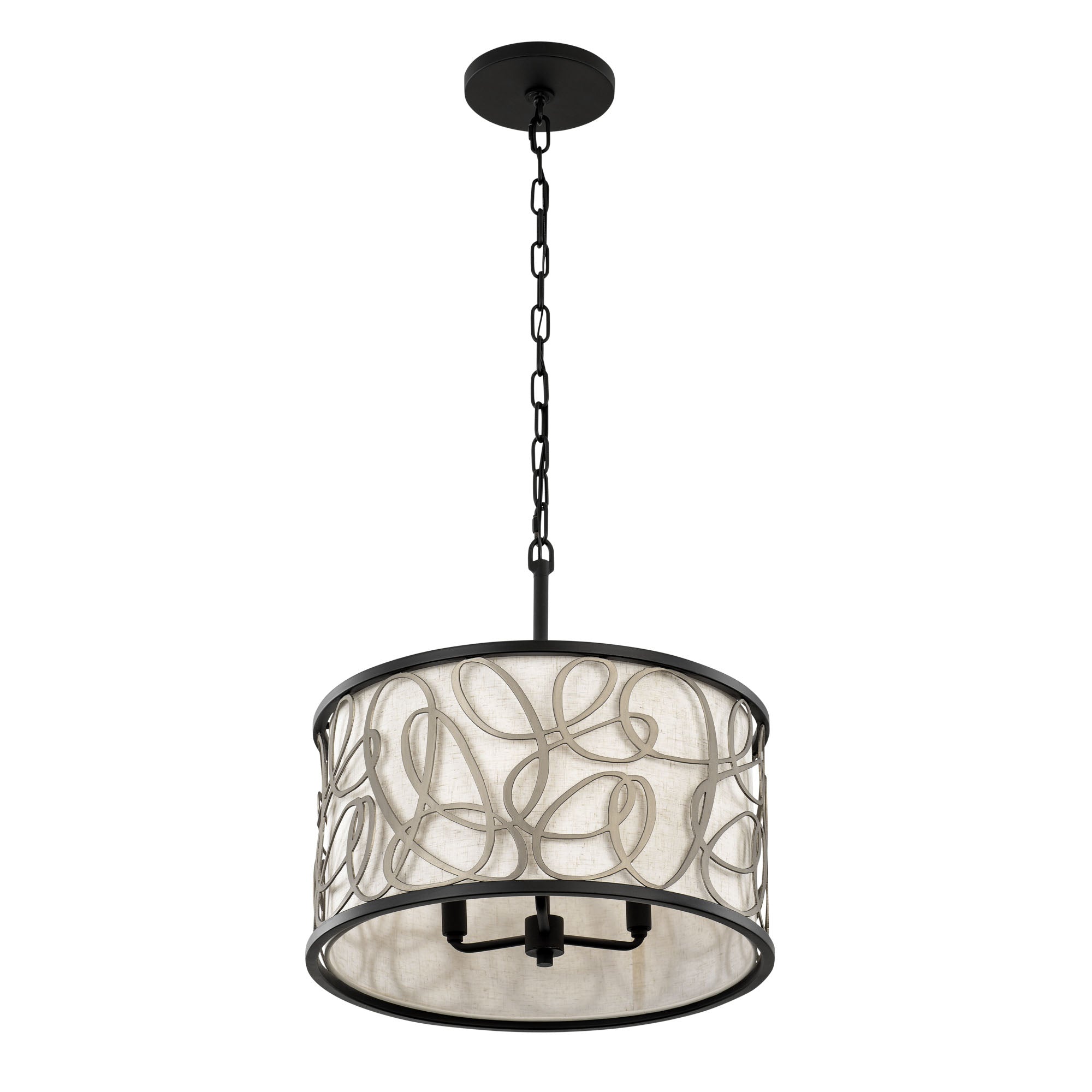 Scribble 3-Light Convertible Pendant/Semi-Flush - Matte Black/Artifact