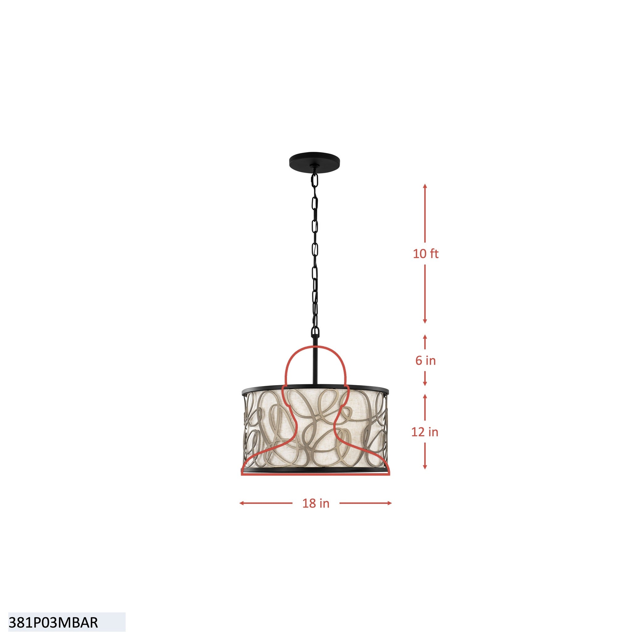 Scribble 3 Light Convertible Pendant/Semi-Flush - Matte Black/Artifact