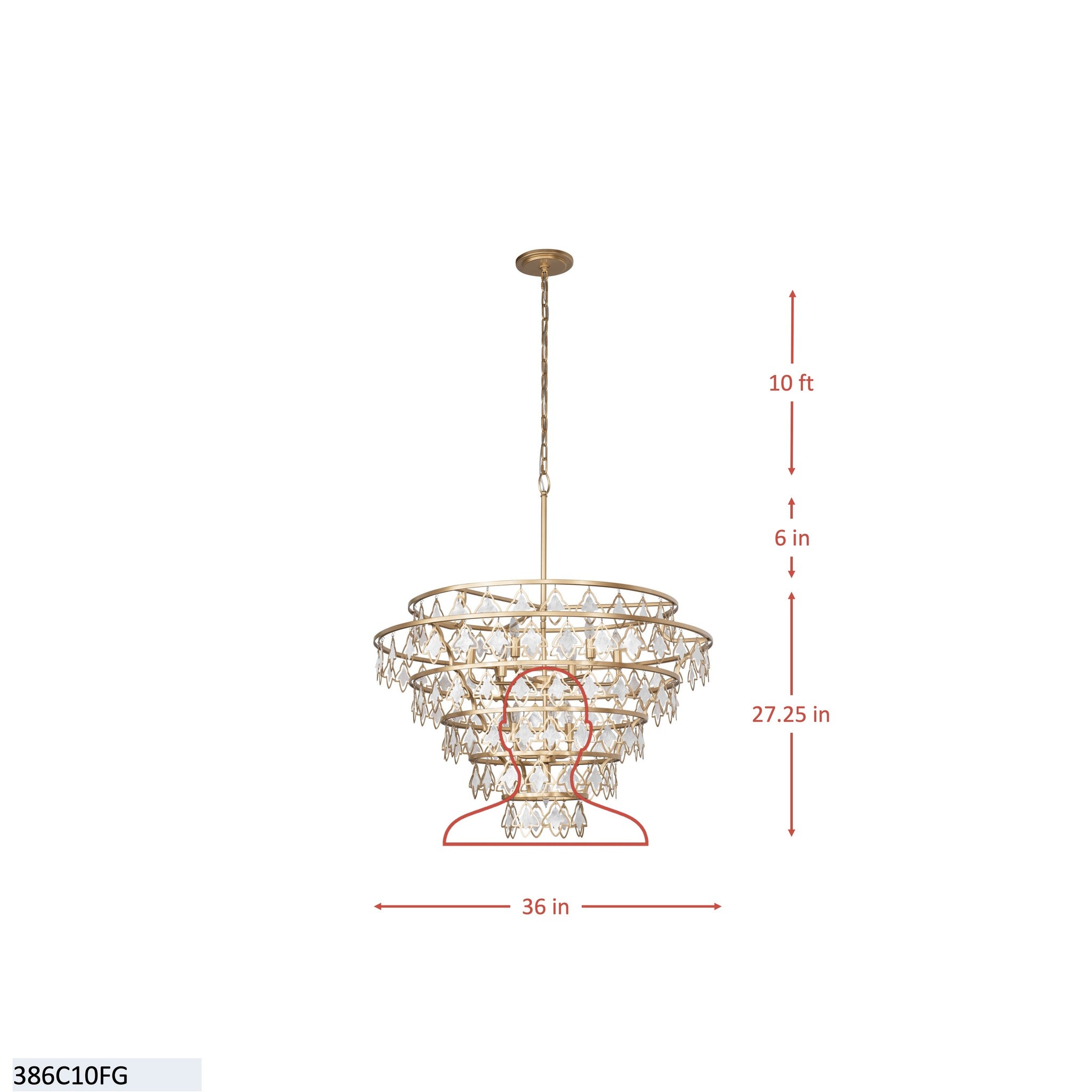 Fleur 10 Light Chandelier - French Gold