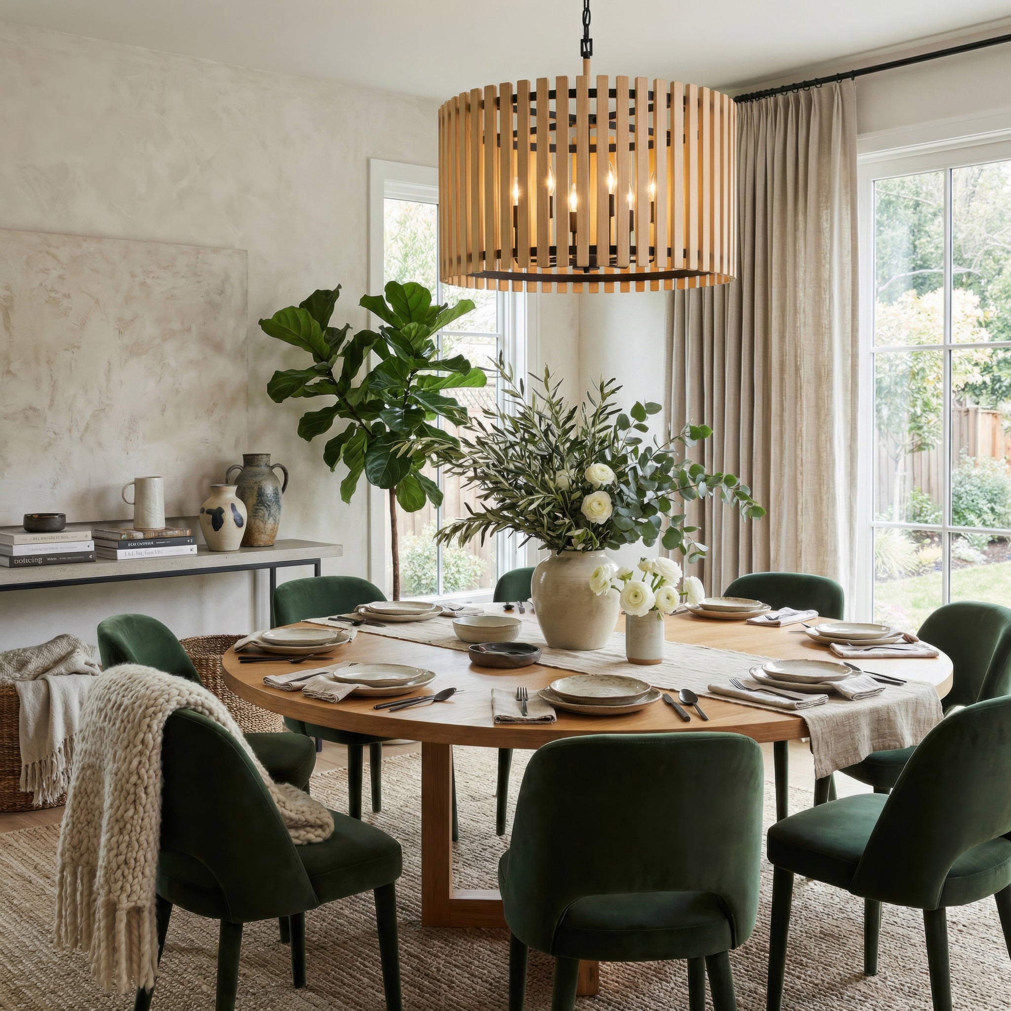 Suratto 8 Light Pendant - Matte Black/Honey Blonde