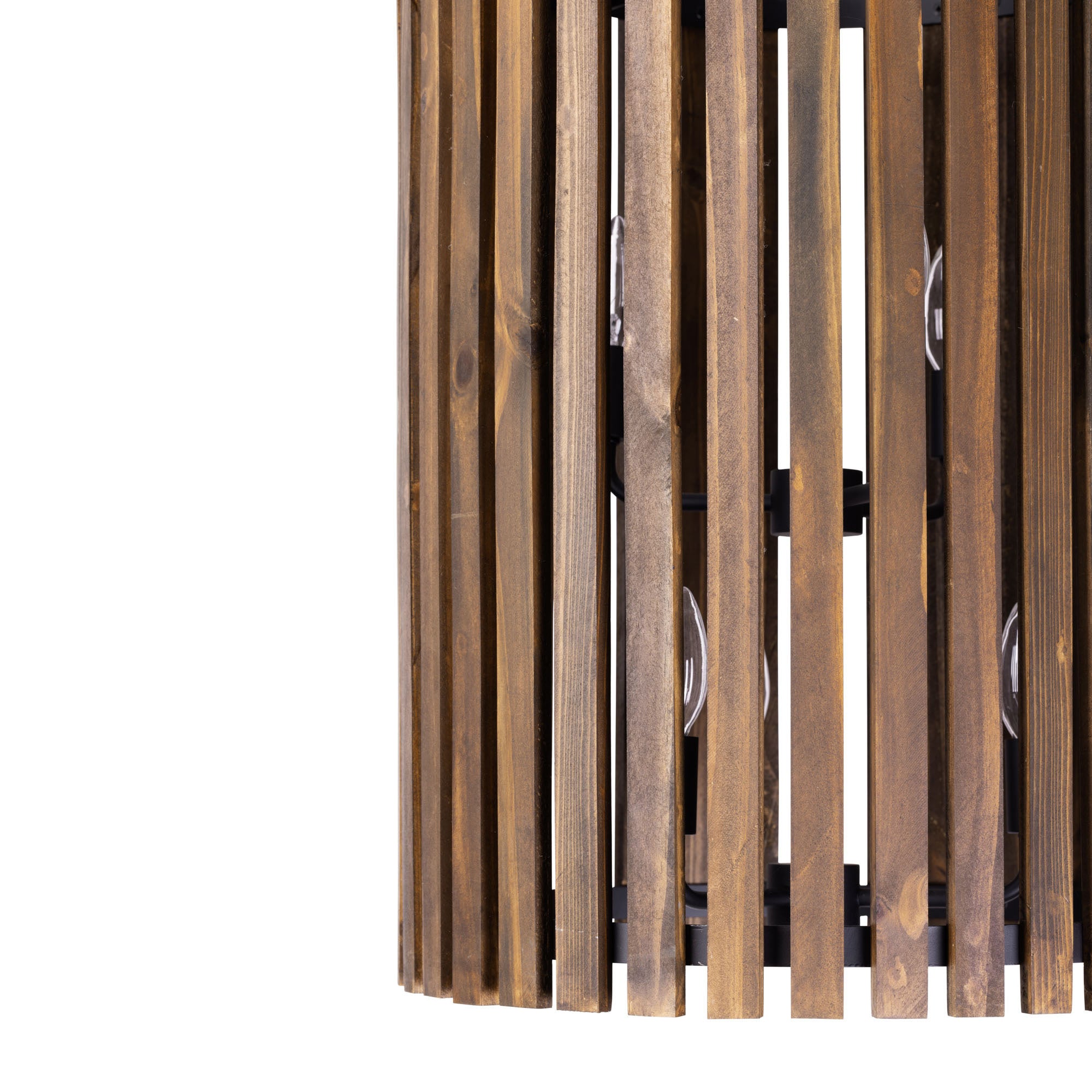 Suratto 6 Light Foyer - Matte Black/Medium Walnut