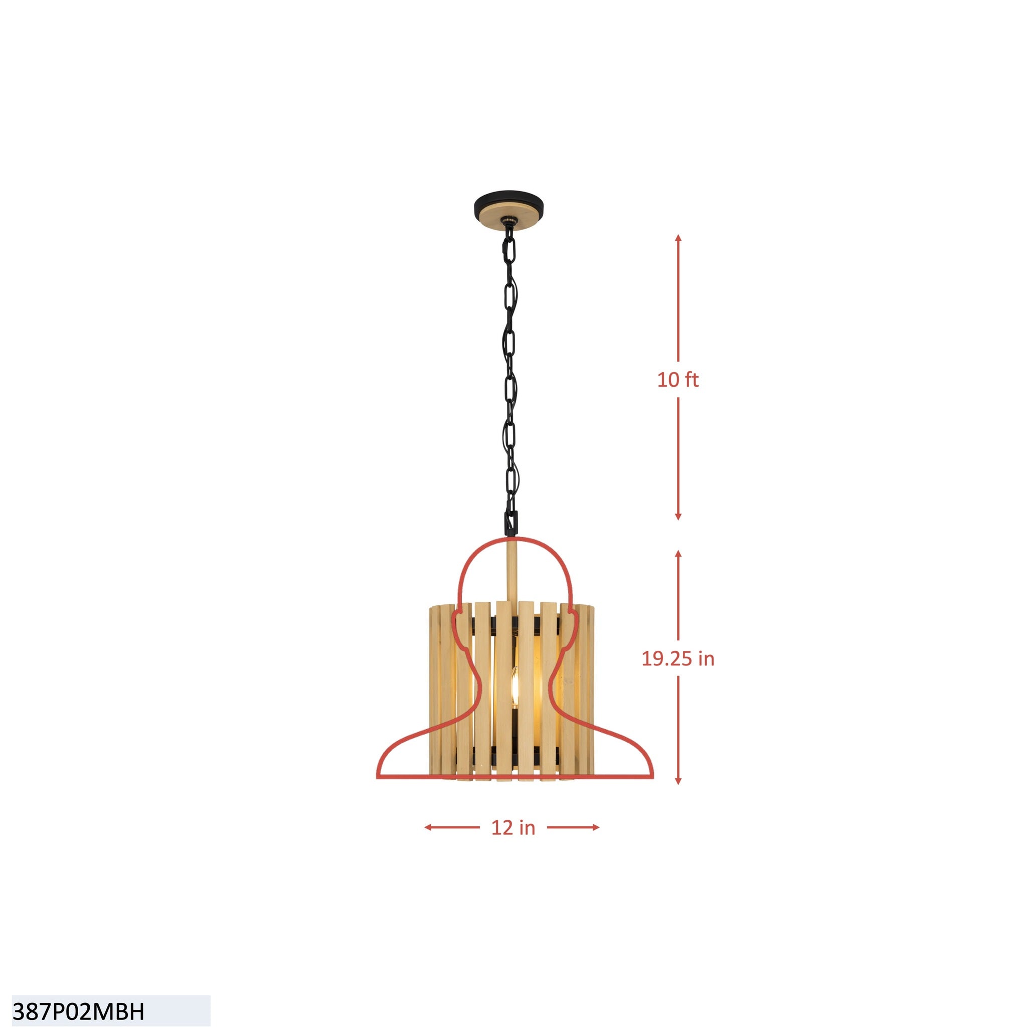 Suratto 2 Light Pendant - Matte Black/Medium Walnut