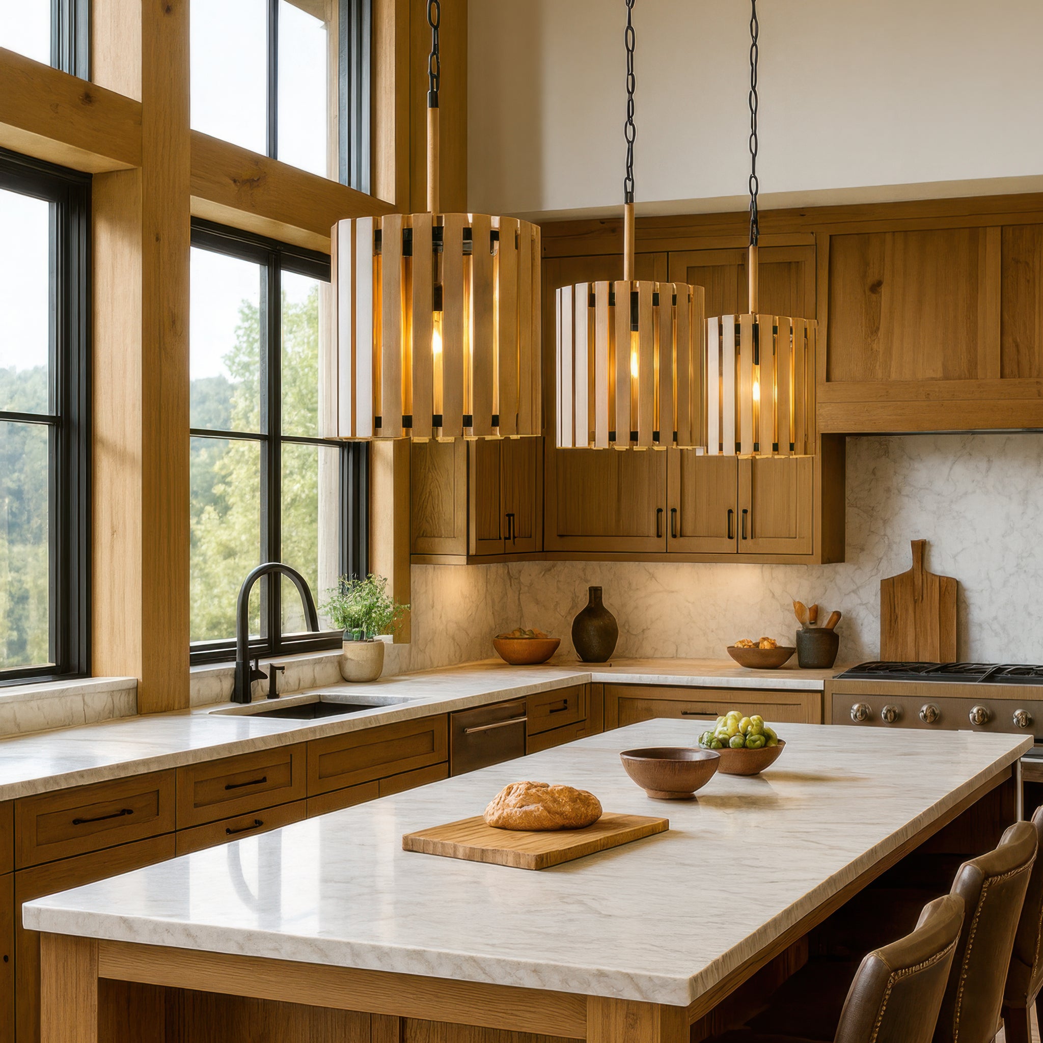 Suratto 2 Light Pendant - Matte Black/Honey Blonde