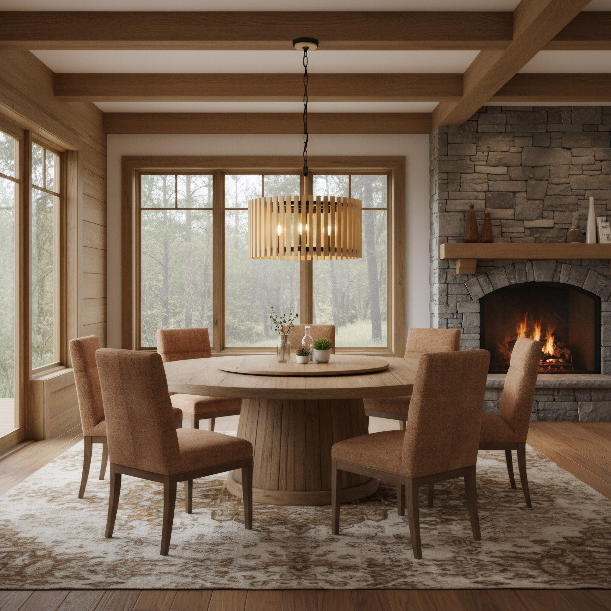 Suratto 6 Light Pendant - Matte Black/Honey Blonde