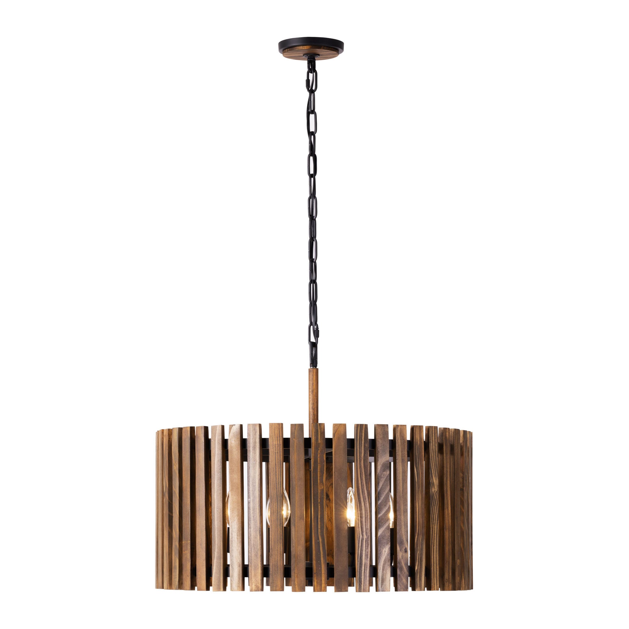 Suratto 6 Light Pendant - Matte Black/Medium Walnut