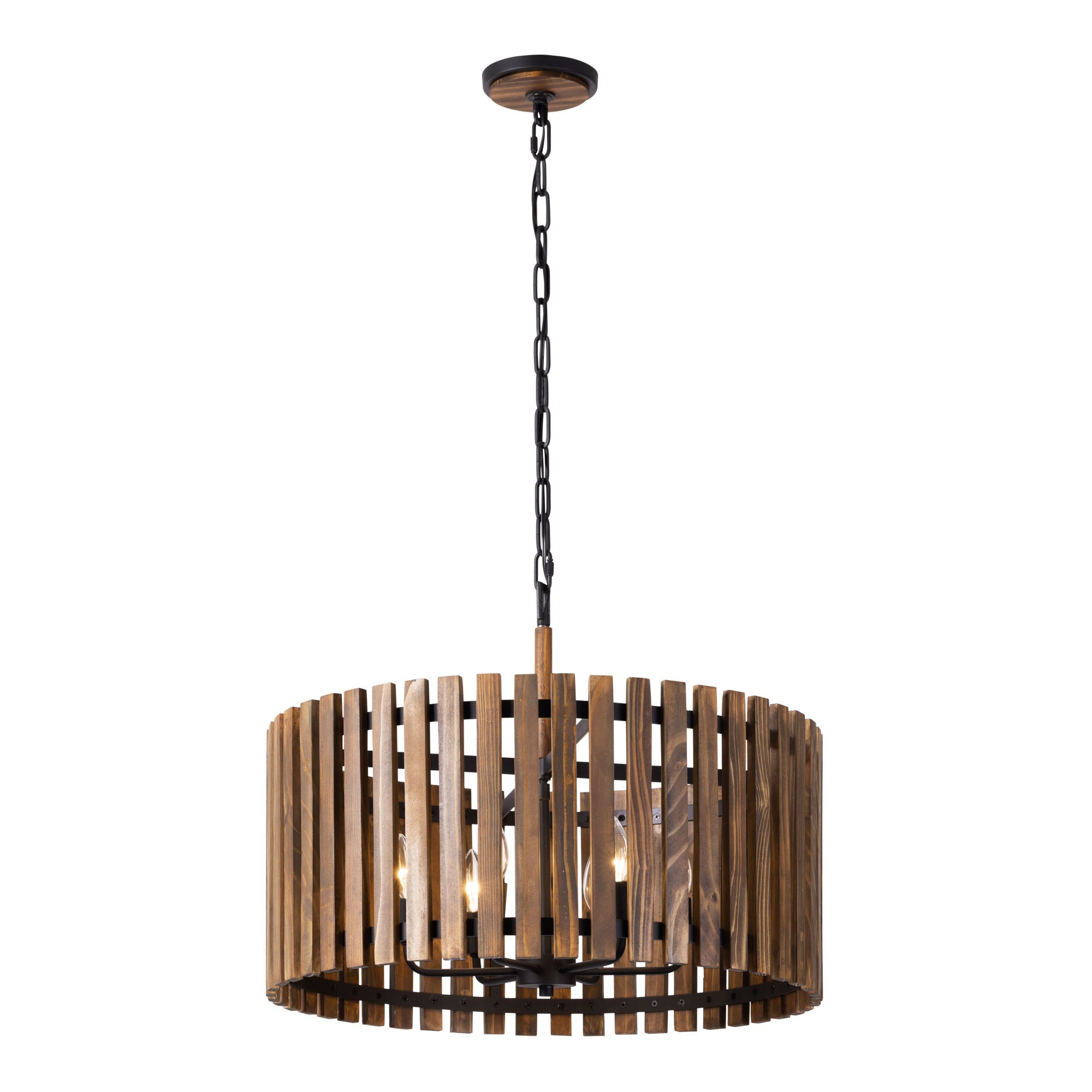 Suratto 6 Light Pendant - Matte Black/Medium Walnut