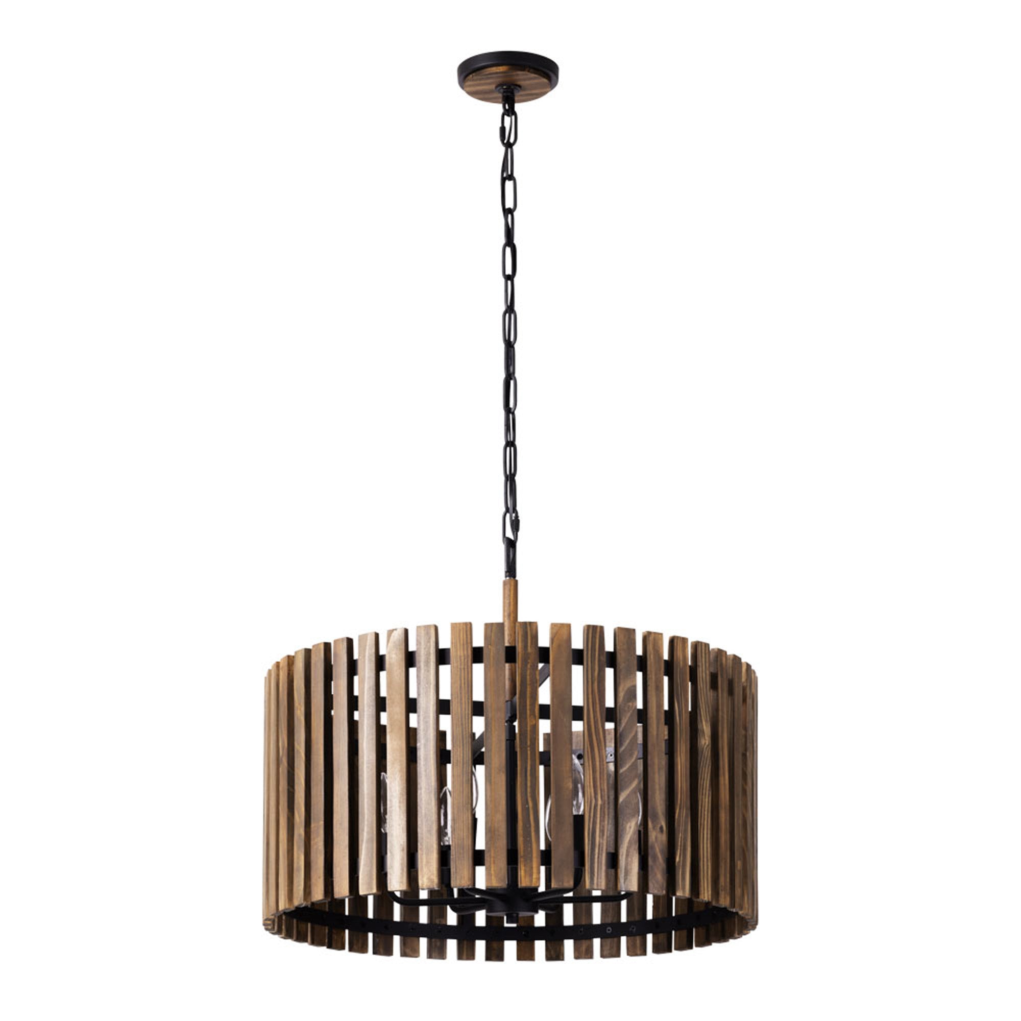 Suratto 6 Light Pendant - Matte Black/Medium Walnut