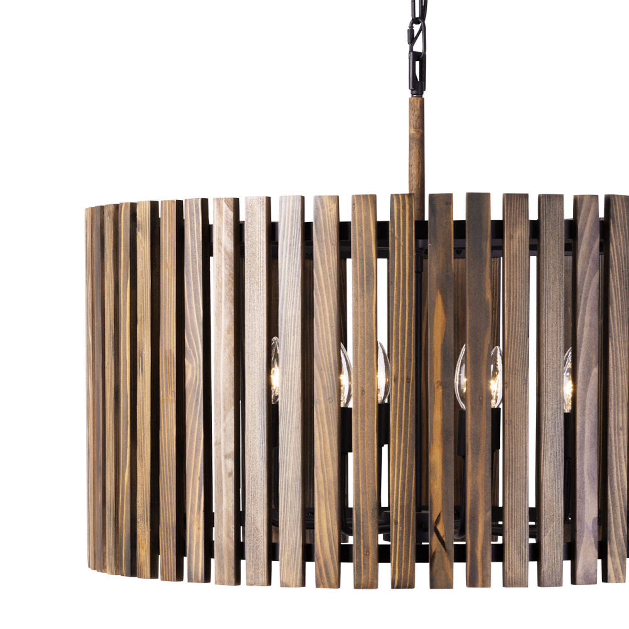 Suratto 6 Light Pendant - Matte Black/Medium Walnut