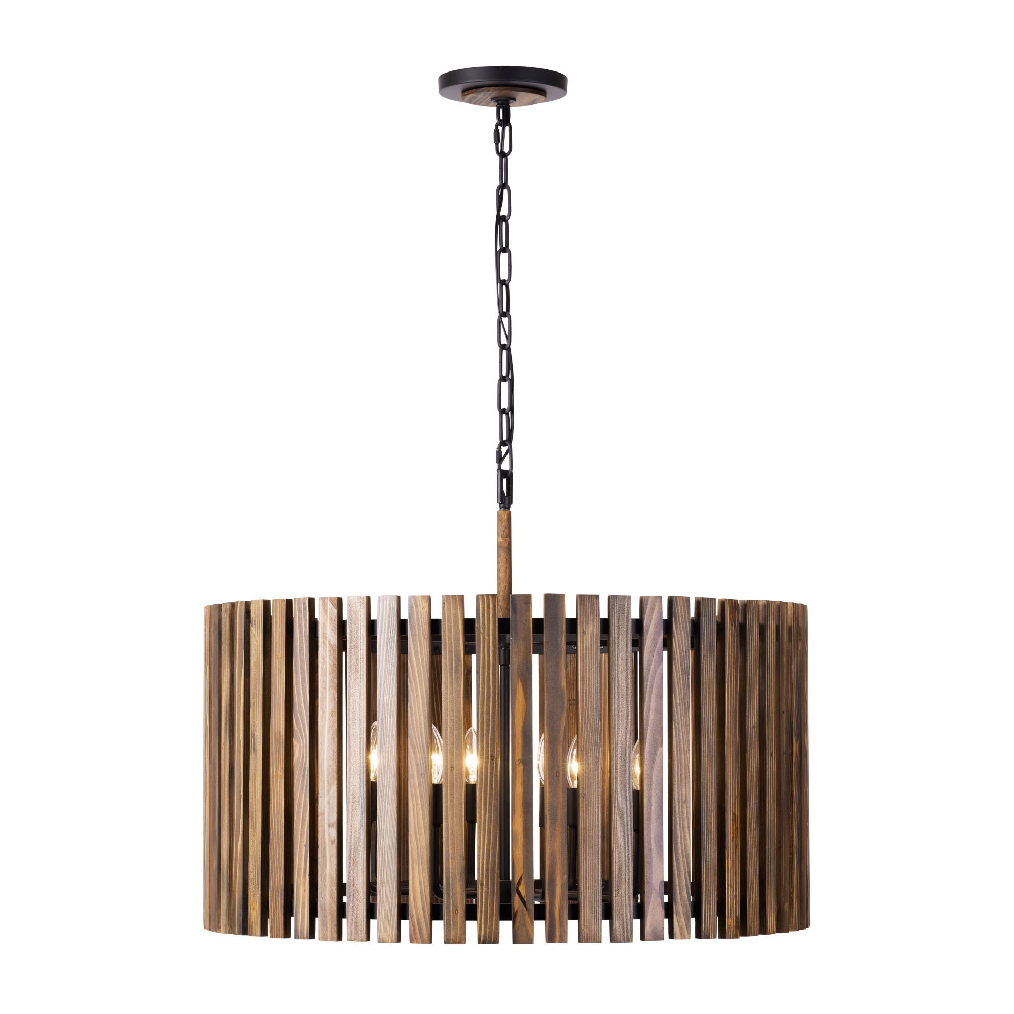 Suratto 8 Light Pendant - Matte Black/Medium Walnut