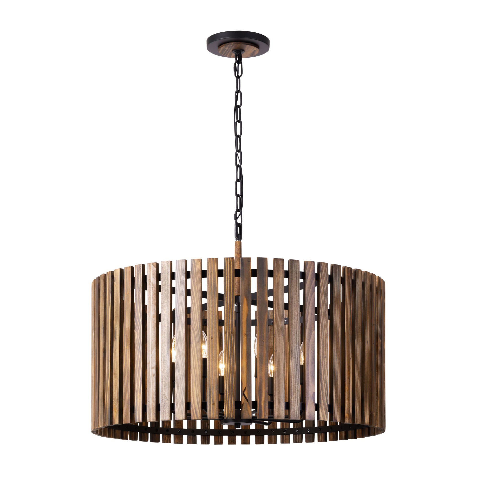 Suratto 8 Light Pendant - Matte Black/Medium Walnut