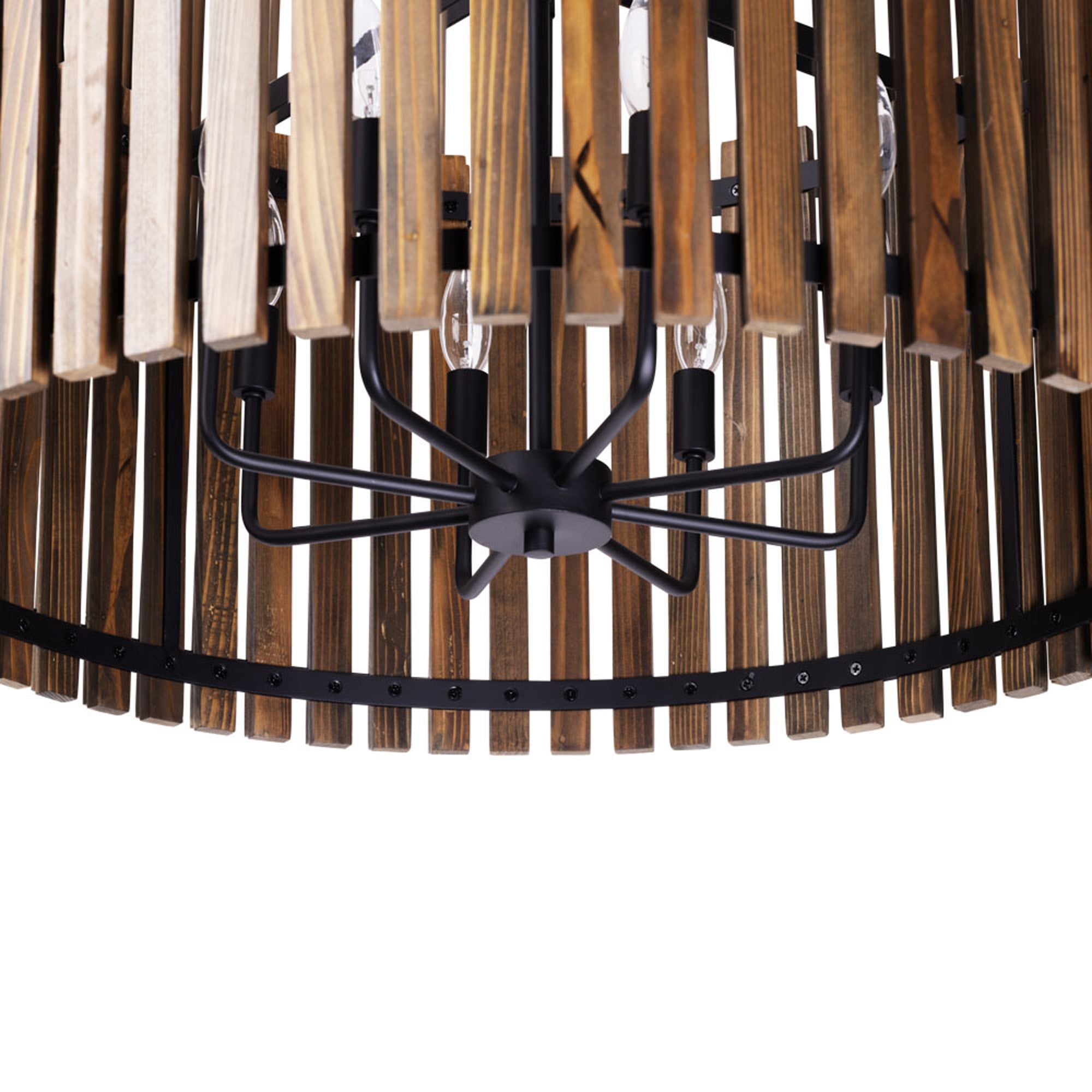 Suratto 8 Light Pendant - Matte Black/Medium Walnut