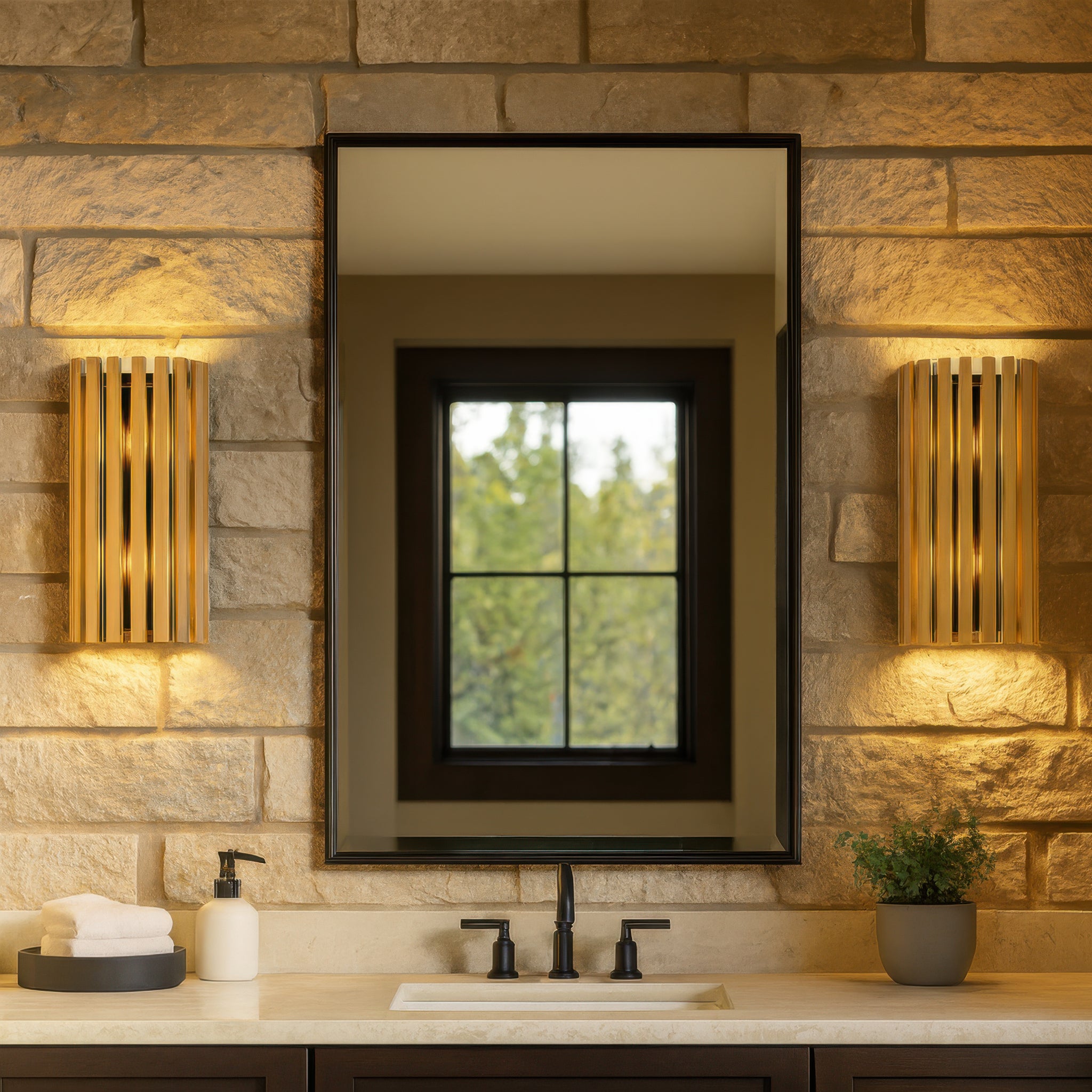 Suratto 2 Light Sconce - Matte Black/Honey Blonde