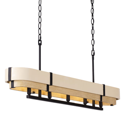 Blonde Moment 5 Light Linear Pendant - Matte Black/Honey/Medium Oak