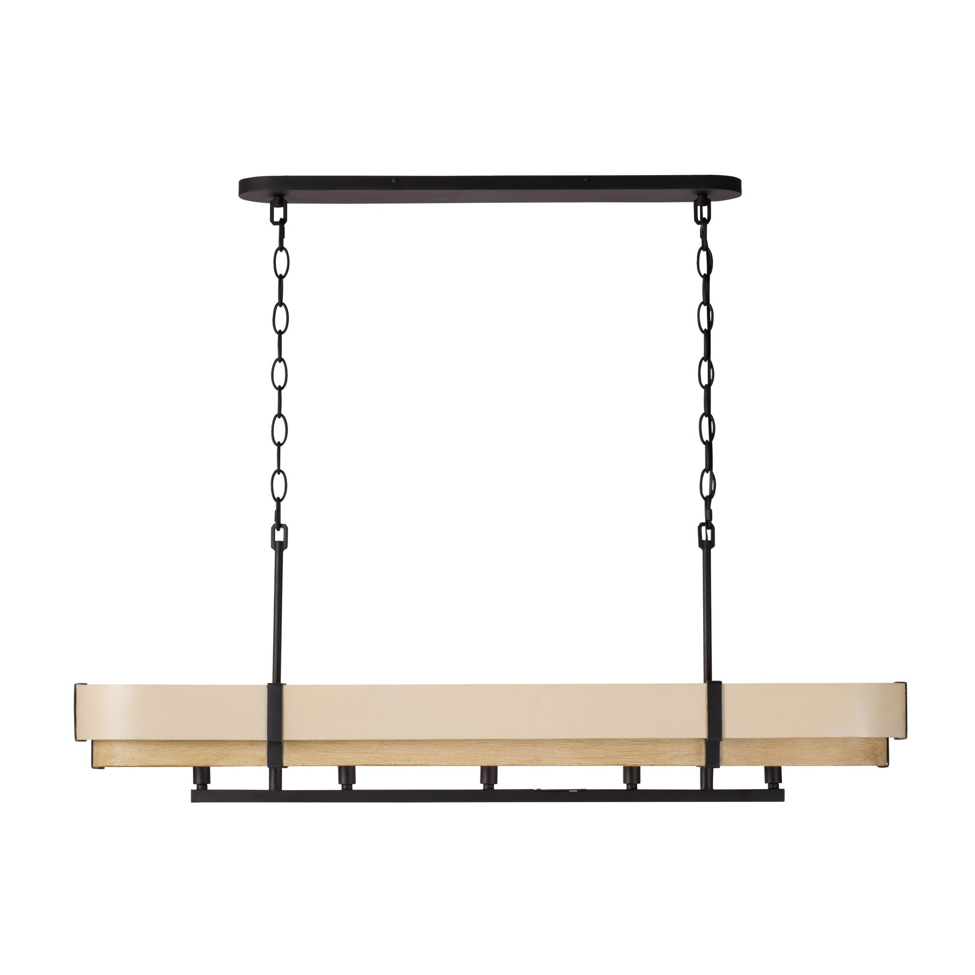 Blonde Moment 5-Light Linear Pendant - Matte Black/Honey/Medium Oak