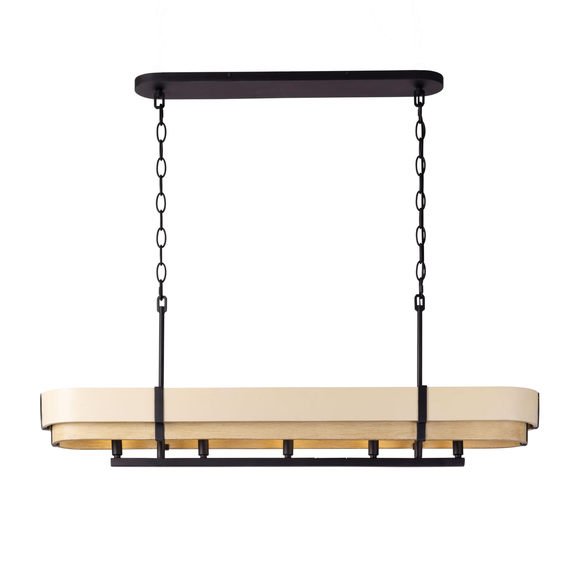 Blonde Moment 5 Light Linear Pendant - Matte Black/Honey/Medium Oak