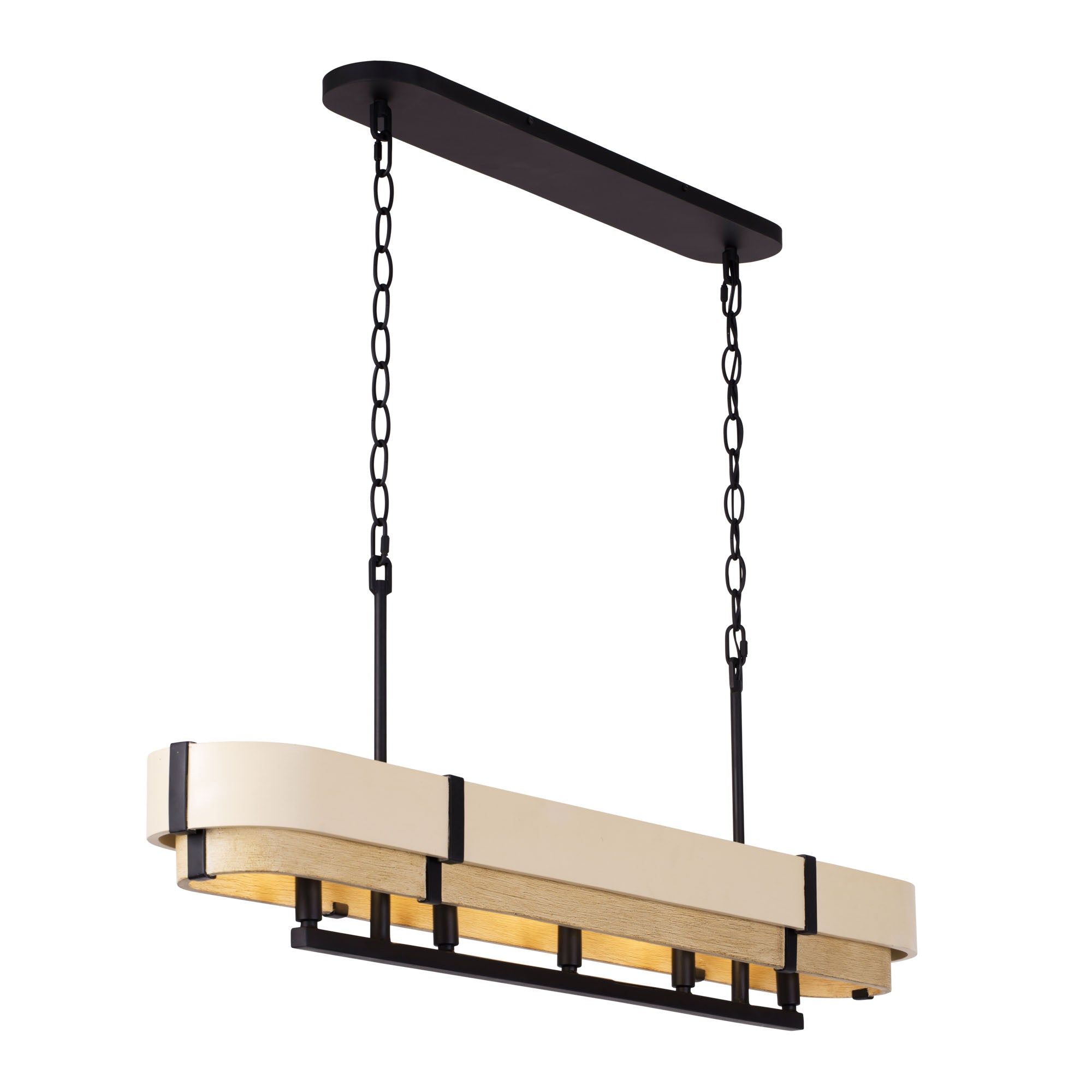Blonde Moment 5-Light Linear Pendant - Matte Black/Honey/Medium Oak