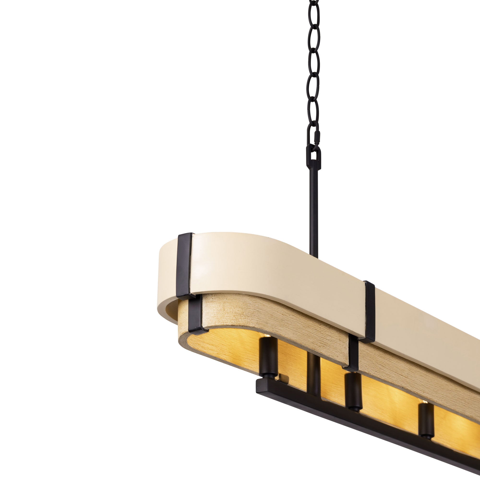 Blonde Moment 5 Light Linear Pendant - Matte Black/Honey/Medium Oak