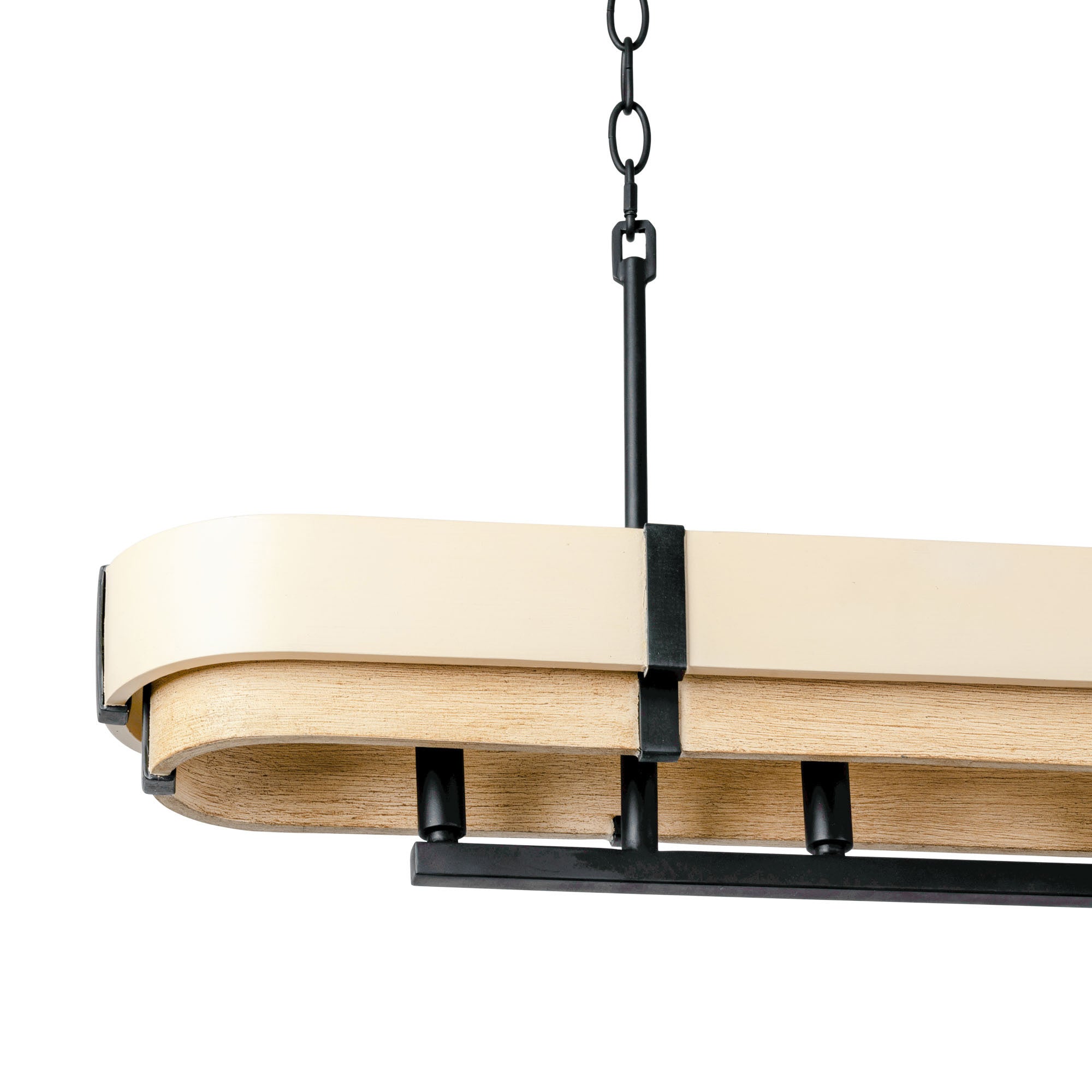 Blonde Moment 5 Light Linear Pendant - Matte Black/Honey/Medium Oak