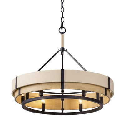 Blonde Moment 6 Light Pendant - Matte Black/Honey/Medium Oak
