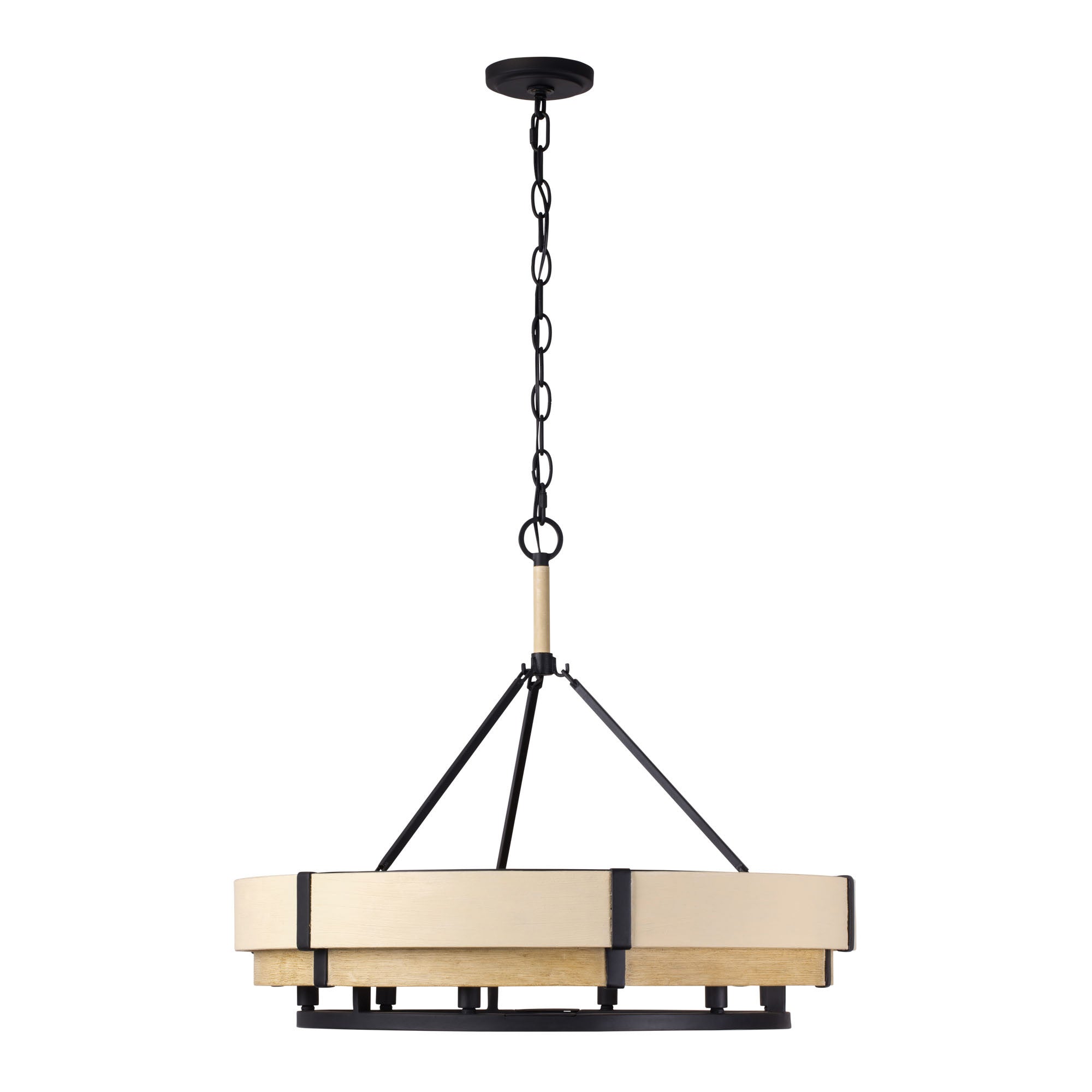 Blonde Moment 6 Light Pendant - Matte Black/Honey/Medium Oak